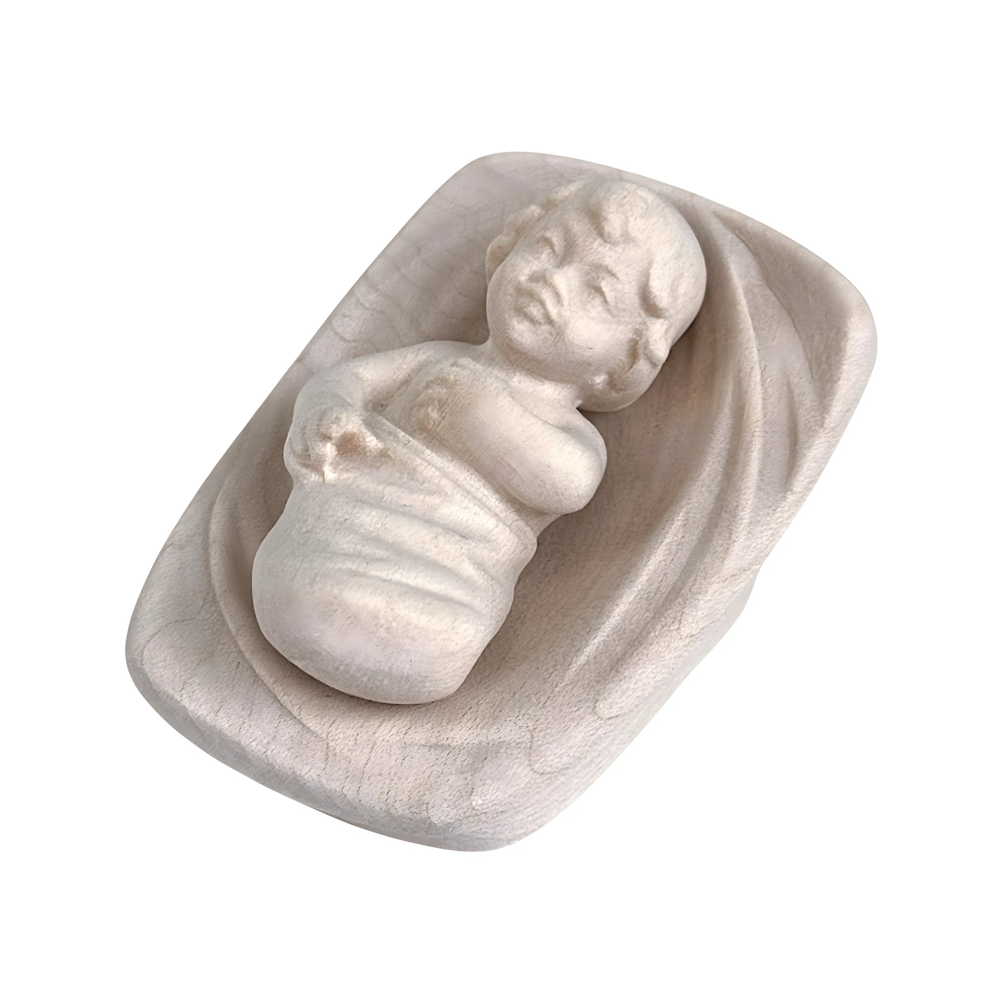 Baby Jesus in Crib Carved in Maple Wood | Val Gardena