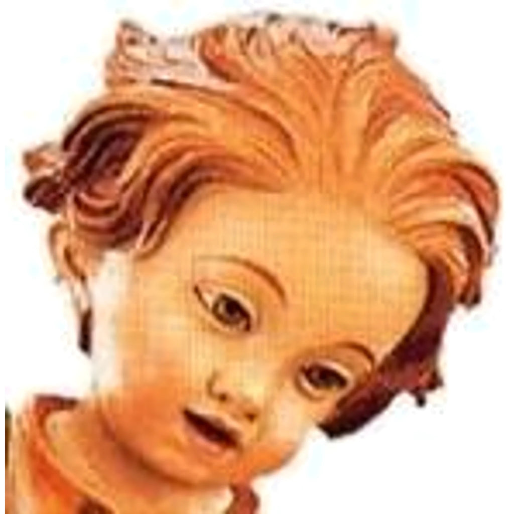 Kid with Puppies: Handcrafted Wood Sculpture Val Gardena