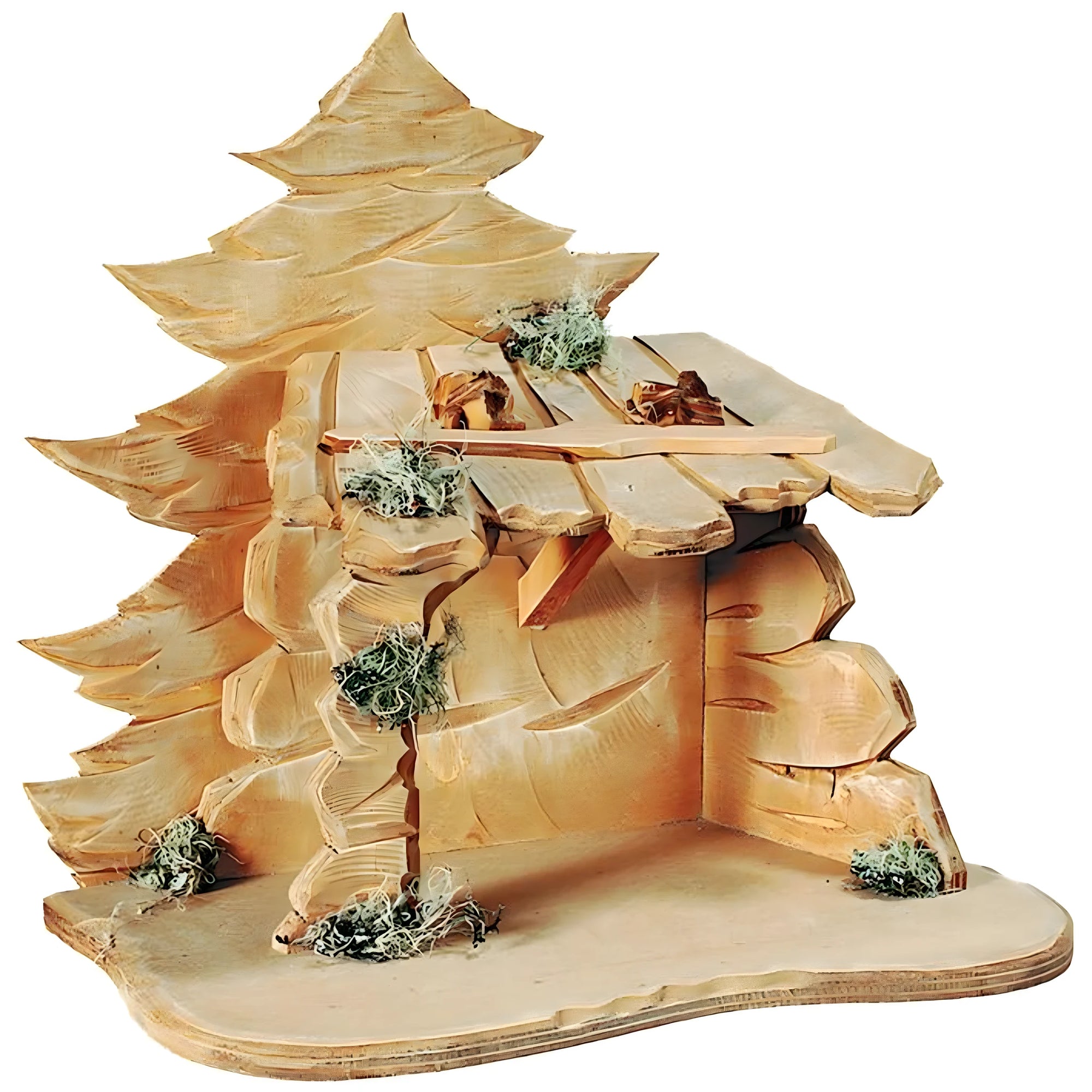 Handmade Malsiner Wooden Nativity Hut Diorama Base