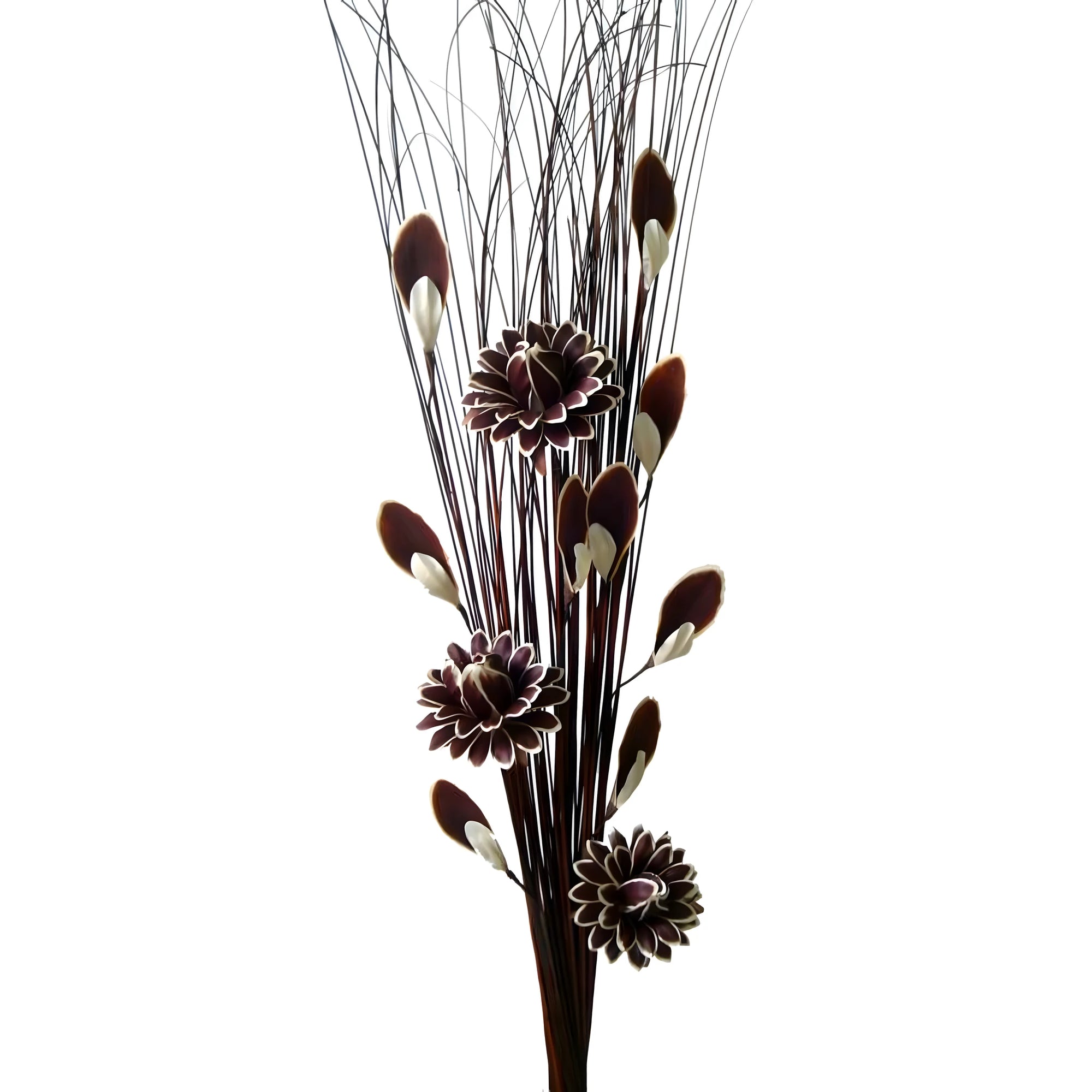 Bouquet Decorativo di Fiori e Foglie in Legno Artigianale Val Gardena | 80 cm