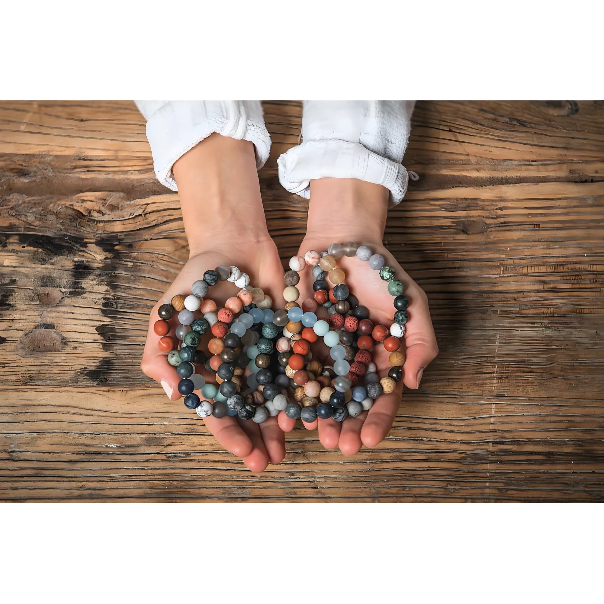 Bracelet Artisanal Neptune avec Perles Polychromes Effet Minéral