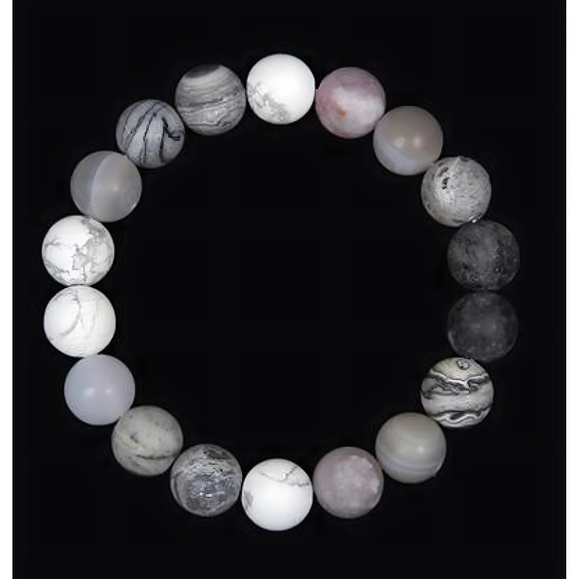 Bracelet "Luna" en Pierres Naturelles Nuancées Gris et Blanc