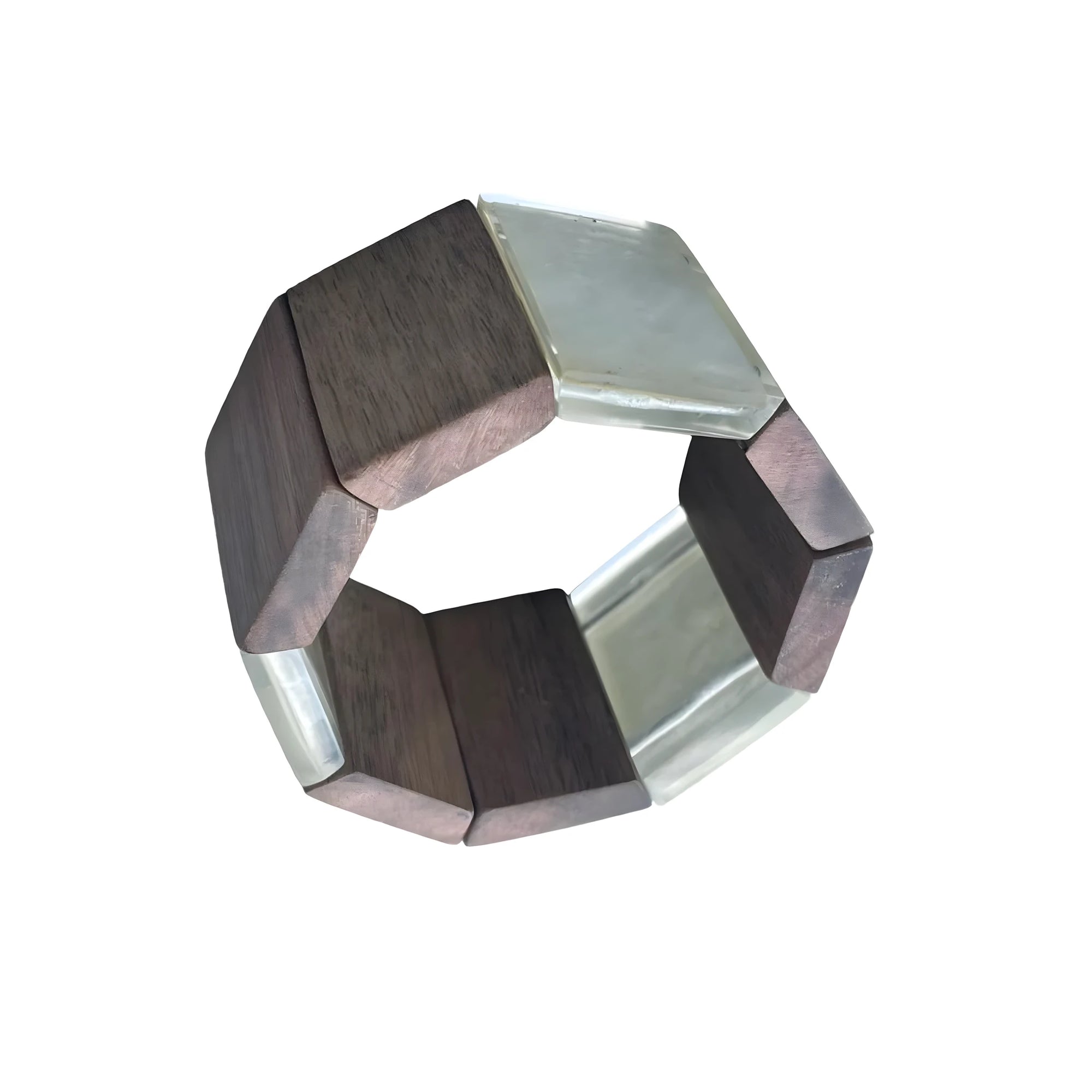 Mother of Pearl and Natural Wood Bracelet Val Gardena Design