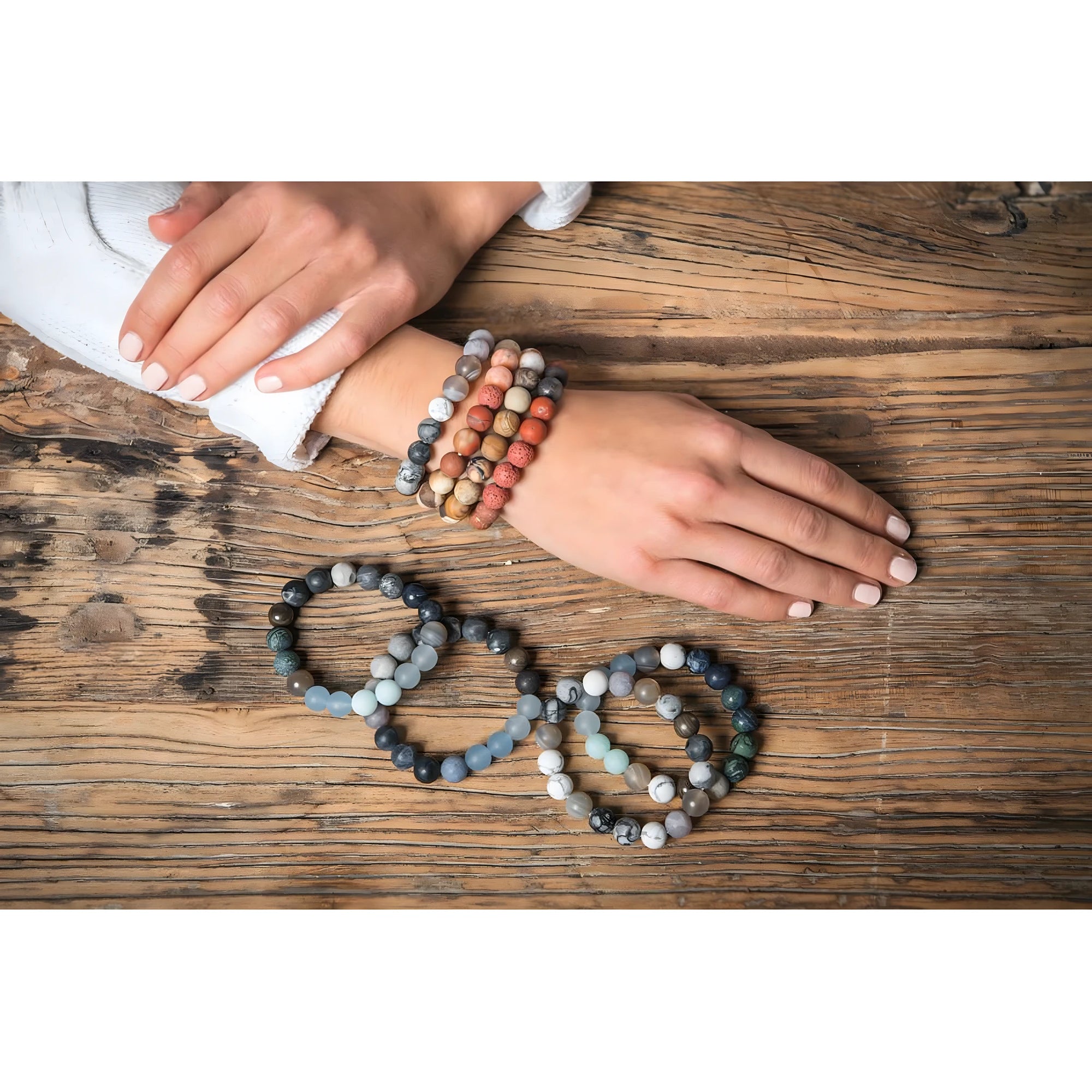 Bracelet Mars Artisanal en Pierres Naturelles Variées (15 cm)