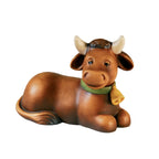 Bœuf accroupi en bois d'érable, statue artisanale pour crèche 10 cm