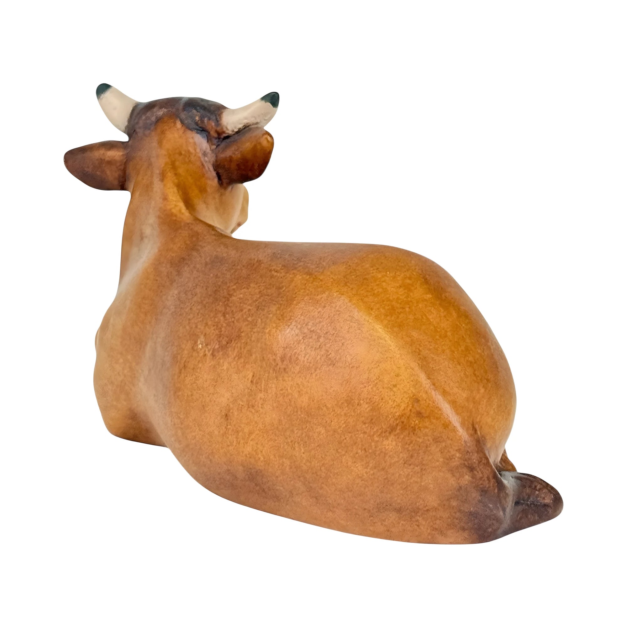 Lying Ox for Artisan Nativity Scene in Val Gardena Maple Wood