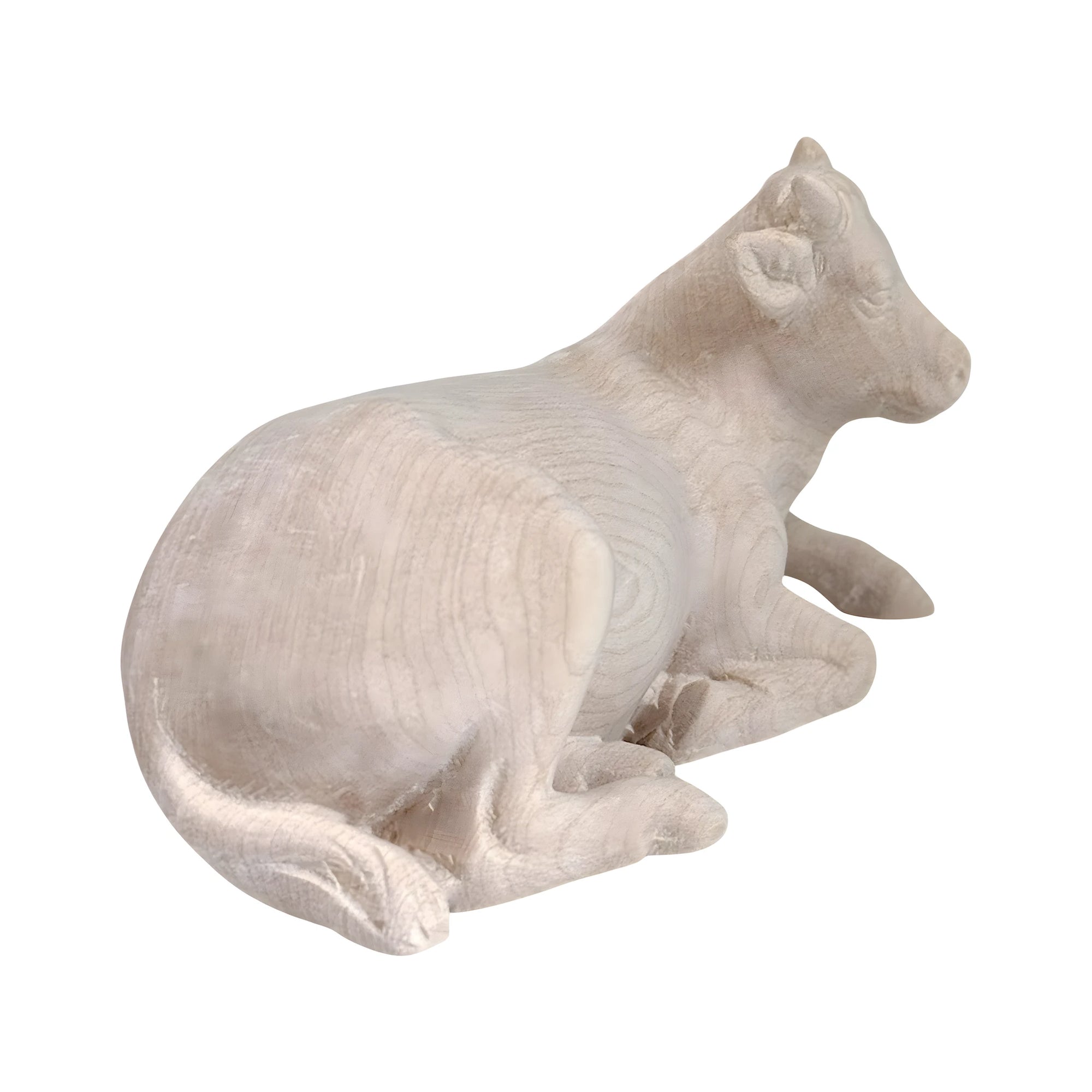 Lying Ox for Artisan Nativity Scene in Val Gardena Maple Wood