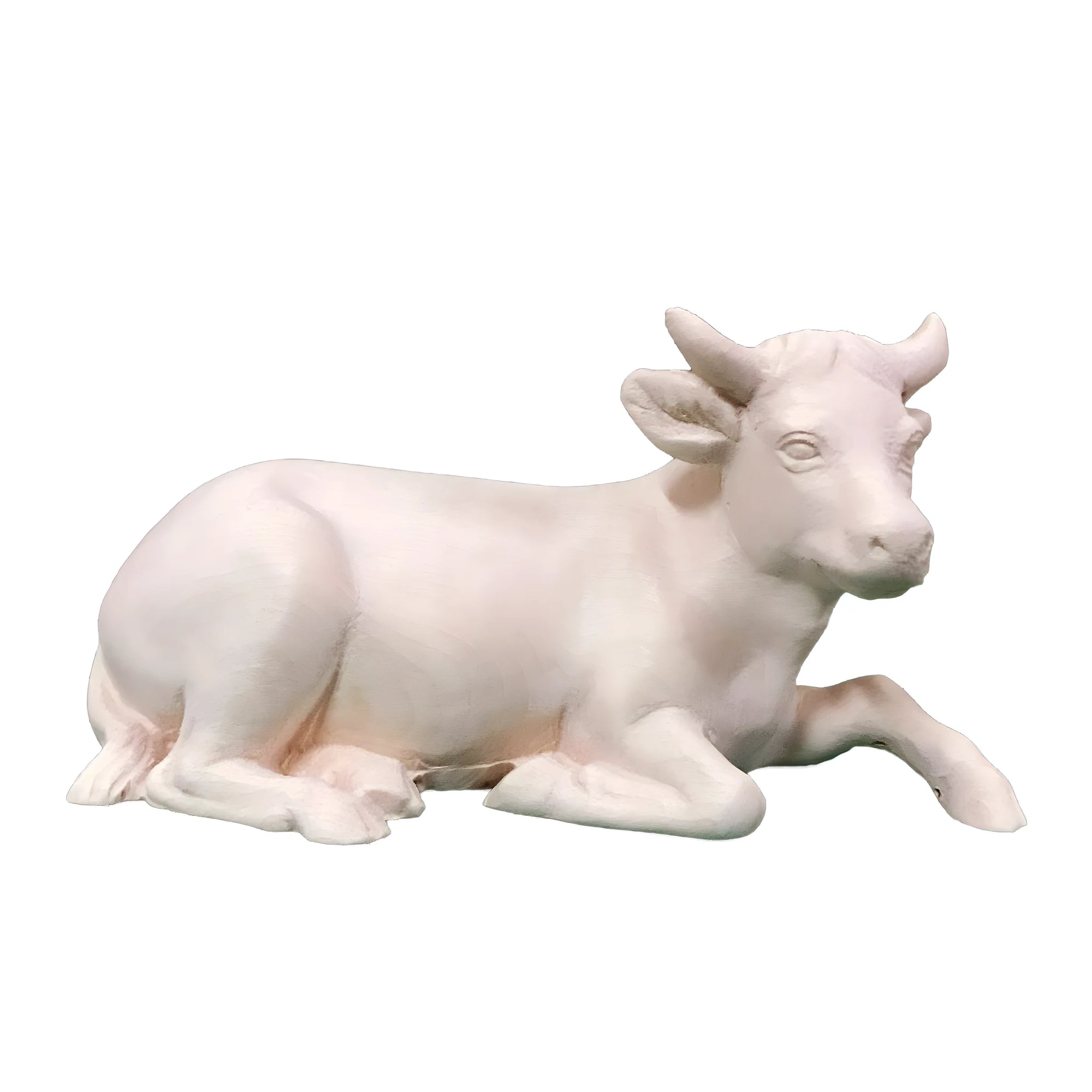 Lying Ox for Artisan Nativity Scene in Val Gardena Maple Wood