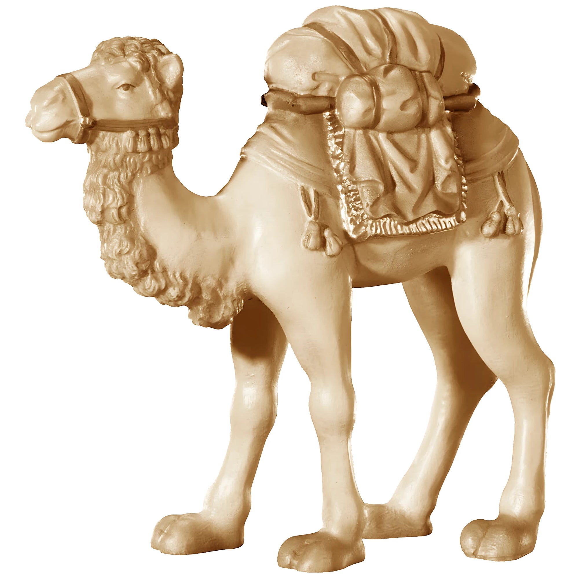 Dromedary Camel with Saddle and Load | Maple Wood Sculpture