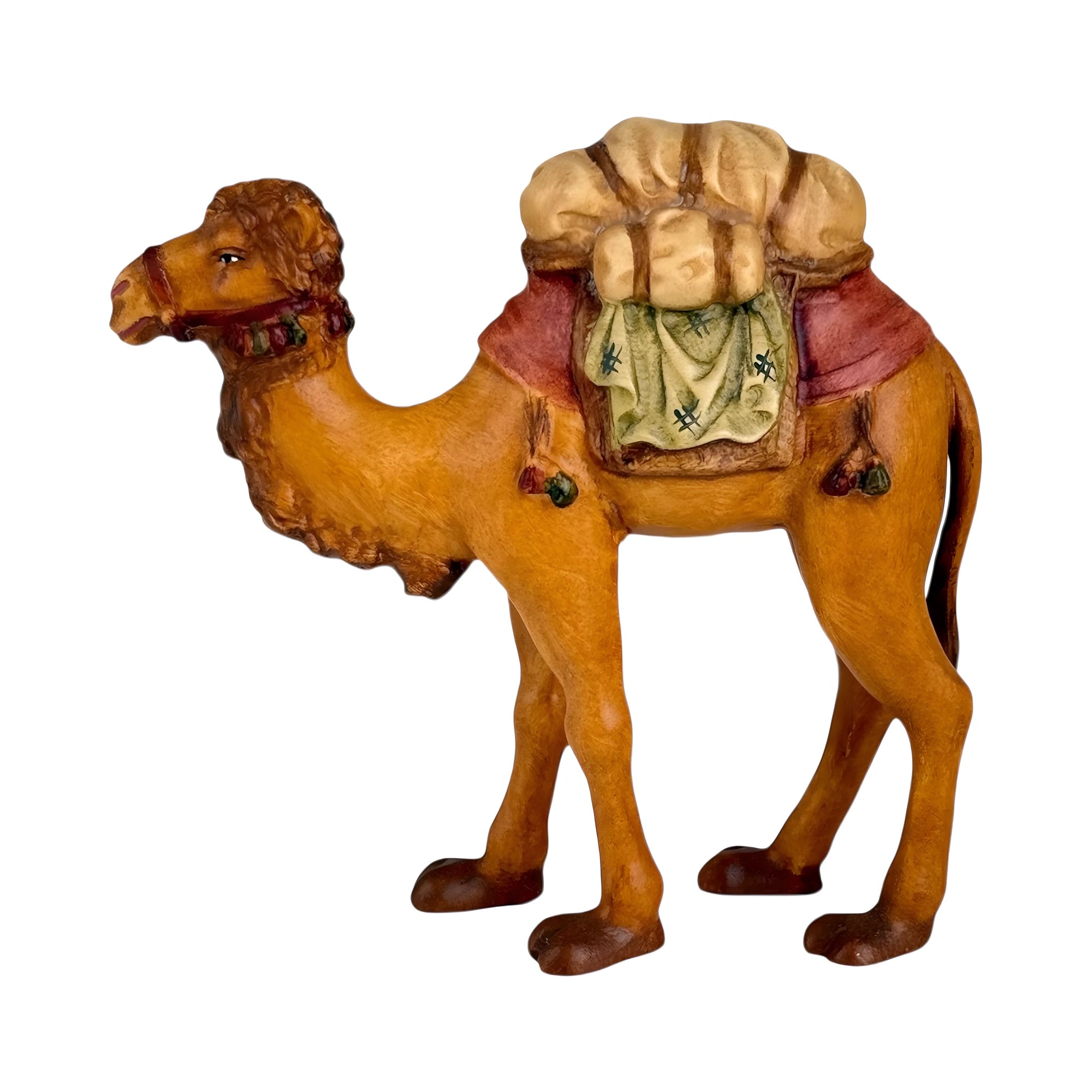 Dromedary Camel with Saddle and Load | Maple Wood Sculpture