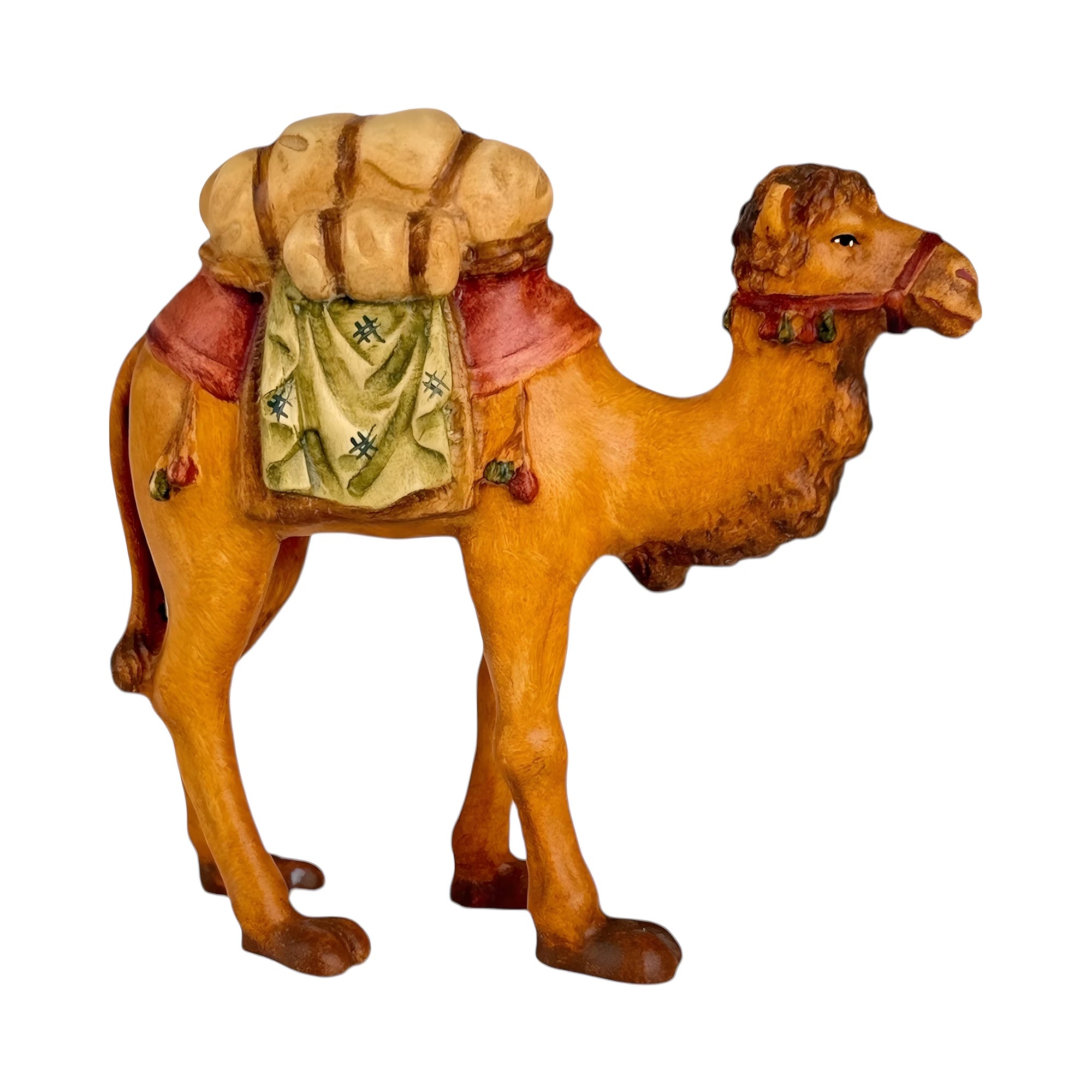 Dromedary Camel with Saddle and Load | Maple Wood Sculpture