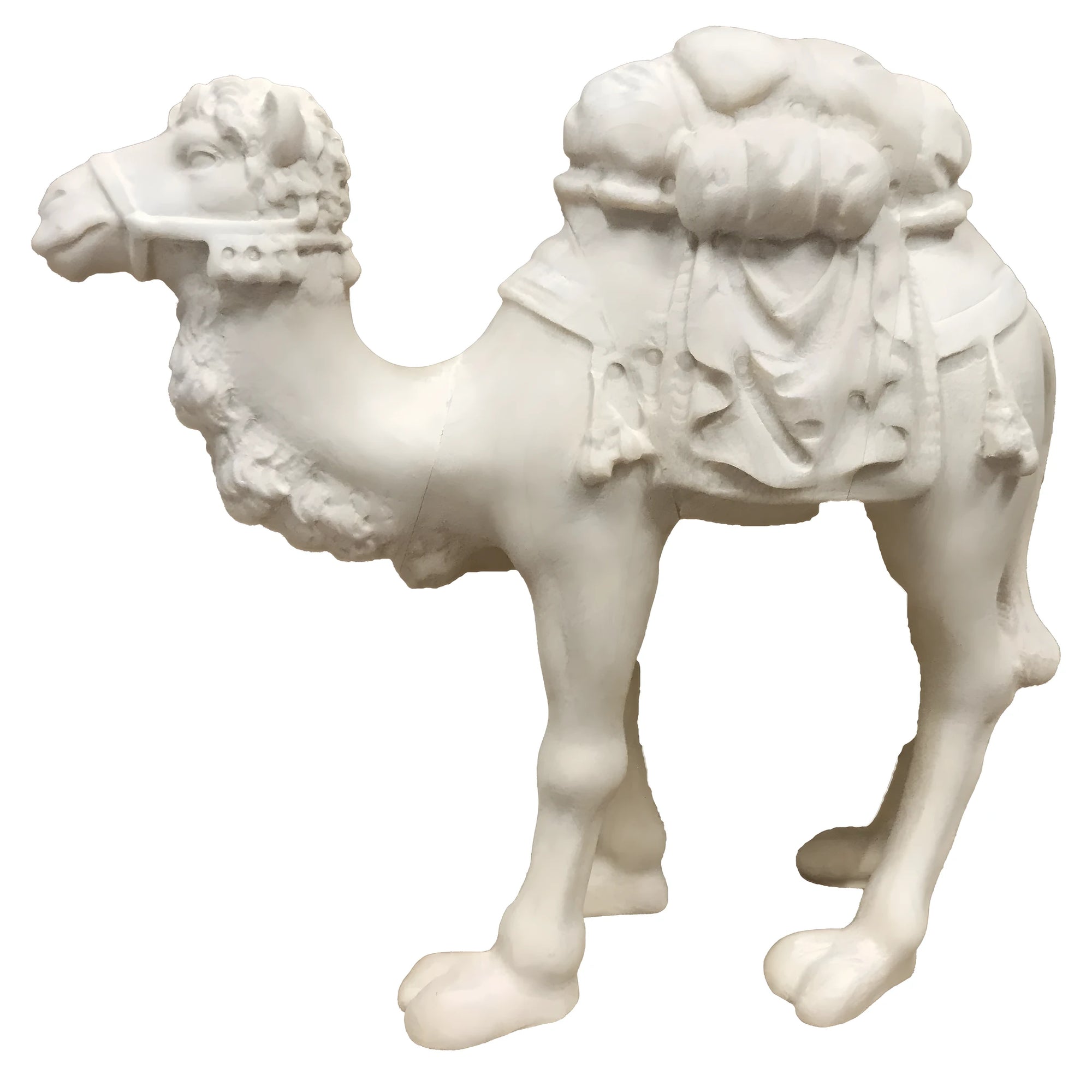 Dromedary Camel with Saddle and Load | Maple Wood Sculpture
