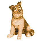 Cane Pastore Seduto in Legno d'Acero della Val Gardena – Figura da Presepe