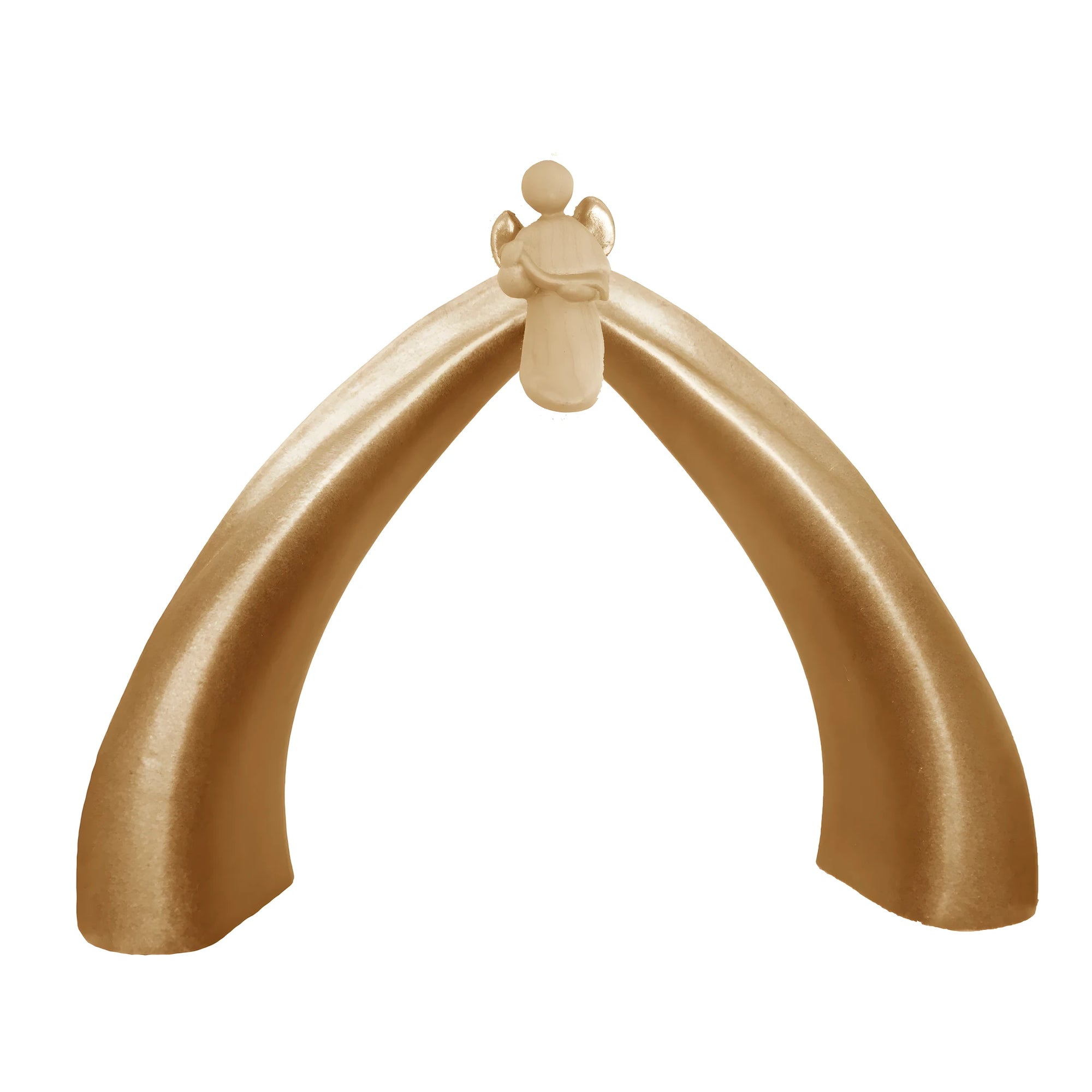 Capanna Presepe Stilizzata con Angelo Scultura in Legno d'Acero