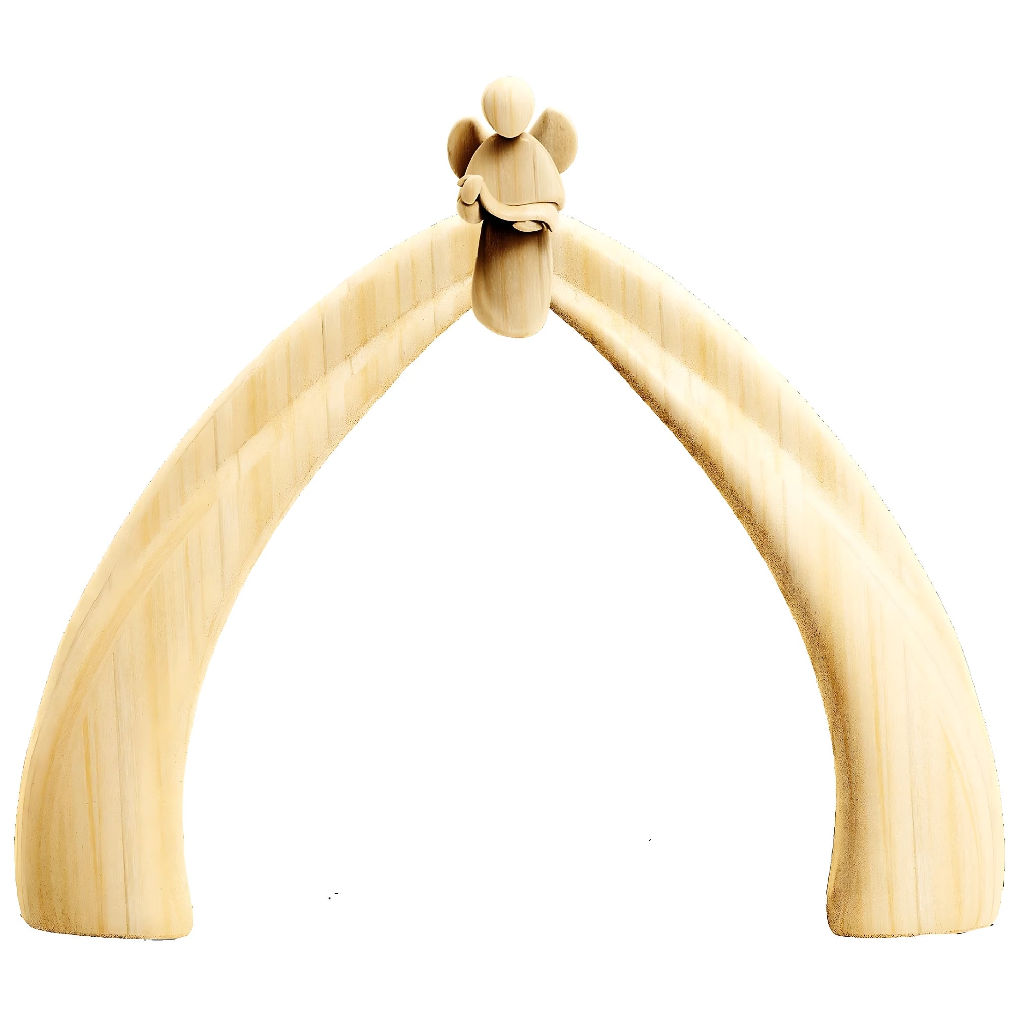 Capanna Presepe Stilizzata con Angelo Scultura in Legno d'Acero