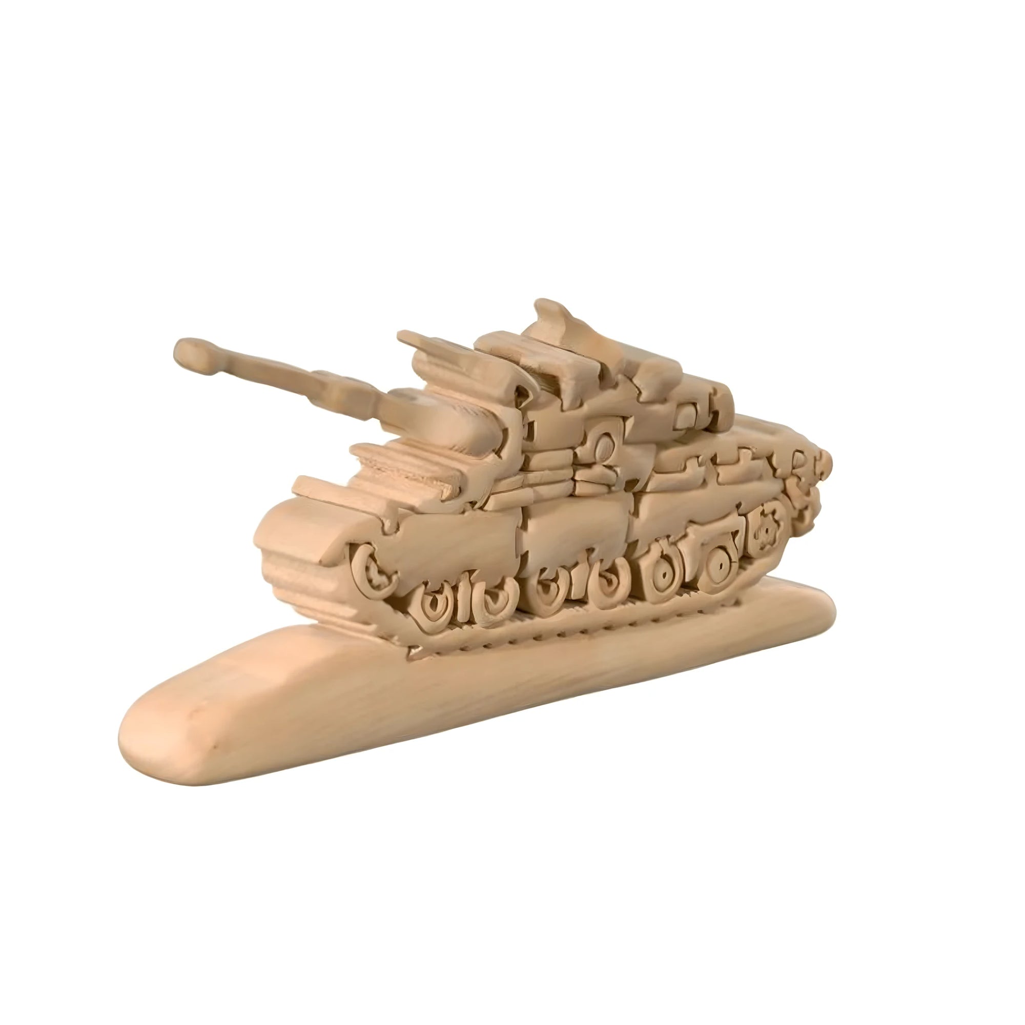 Natural Wood Tank – Handcrafted Val Gardena Sculpture