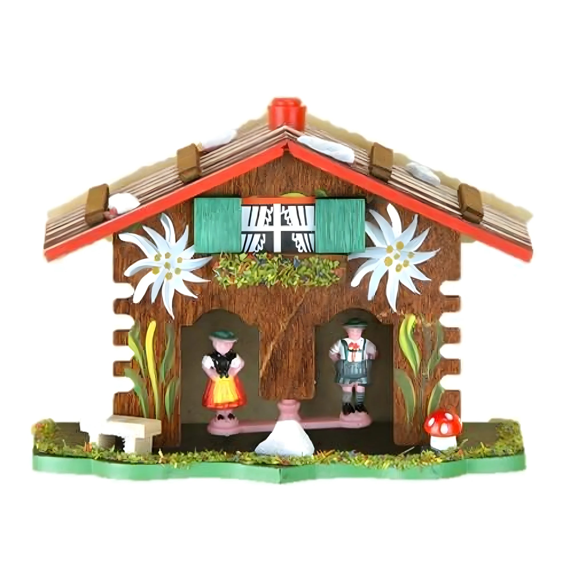 Casetta Barometer Alpenländisch Handgeschnitzt Holz 13 cm