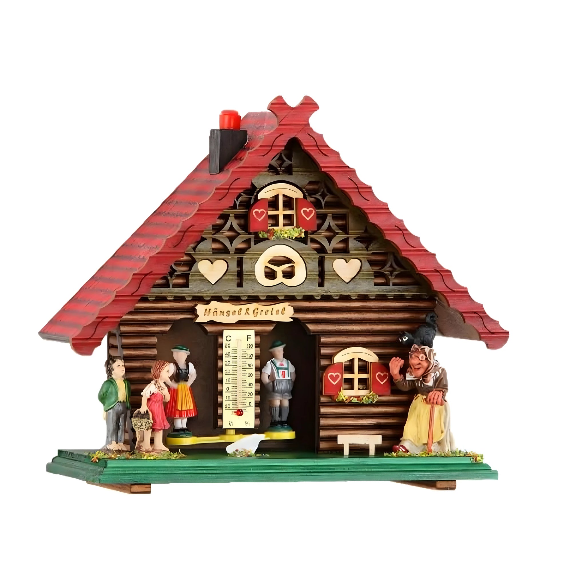 Bemalte Holz-Barometerhäuschen Hänsel und Gretel Grödner Kunsthandwerk