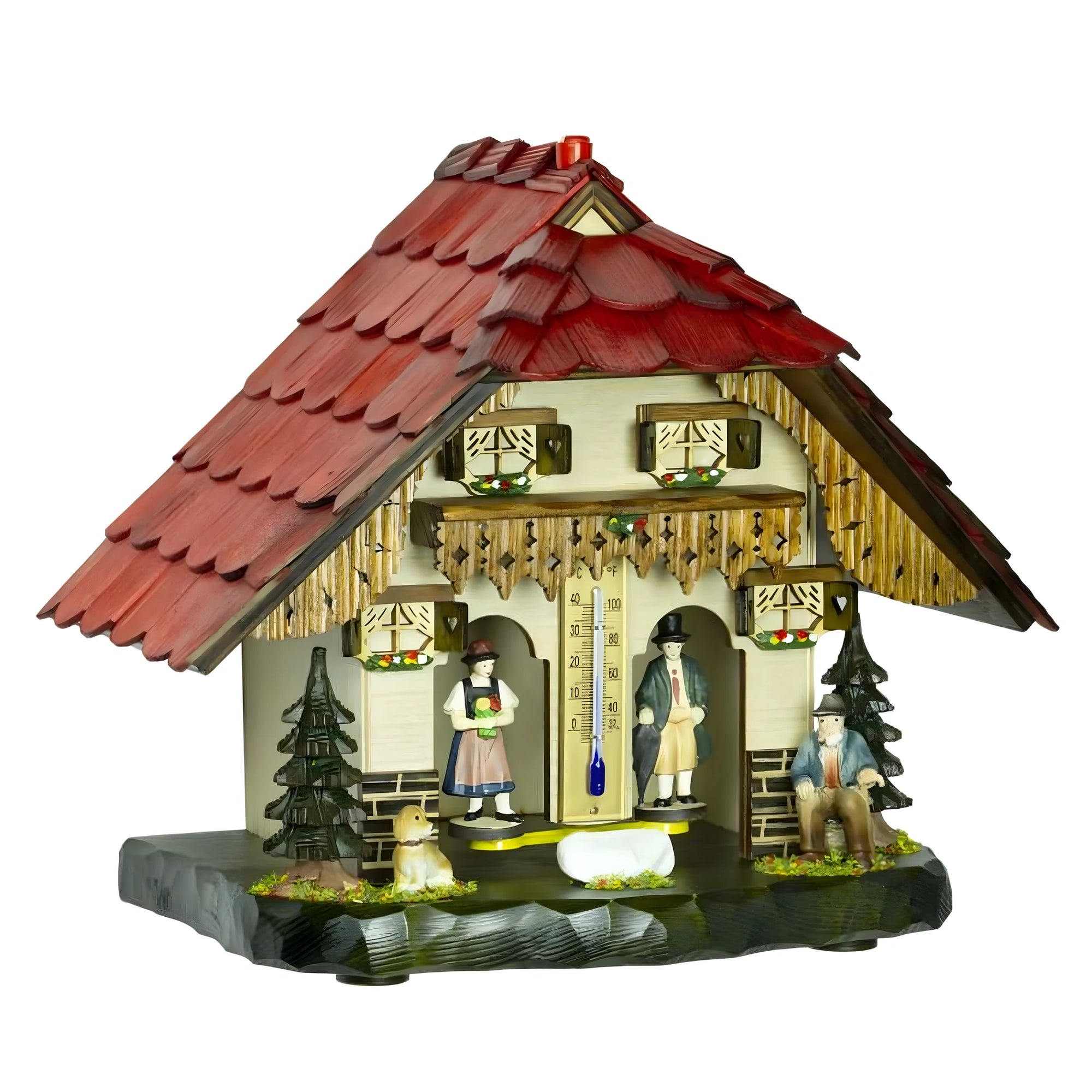 Traditionelles Alpines Wetterhäuschen aus Holz mit Thermometer