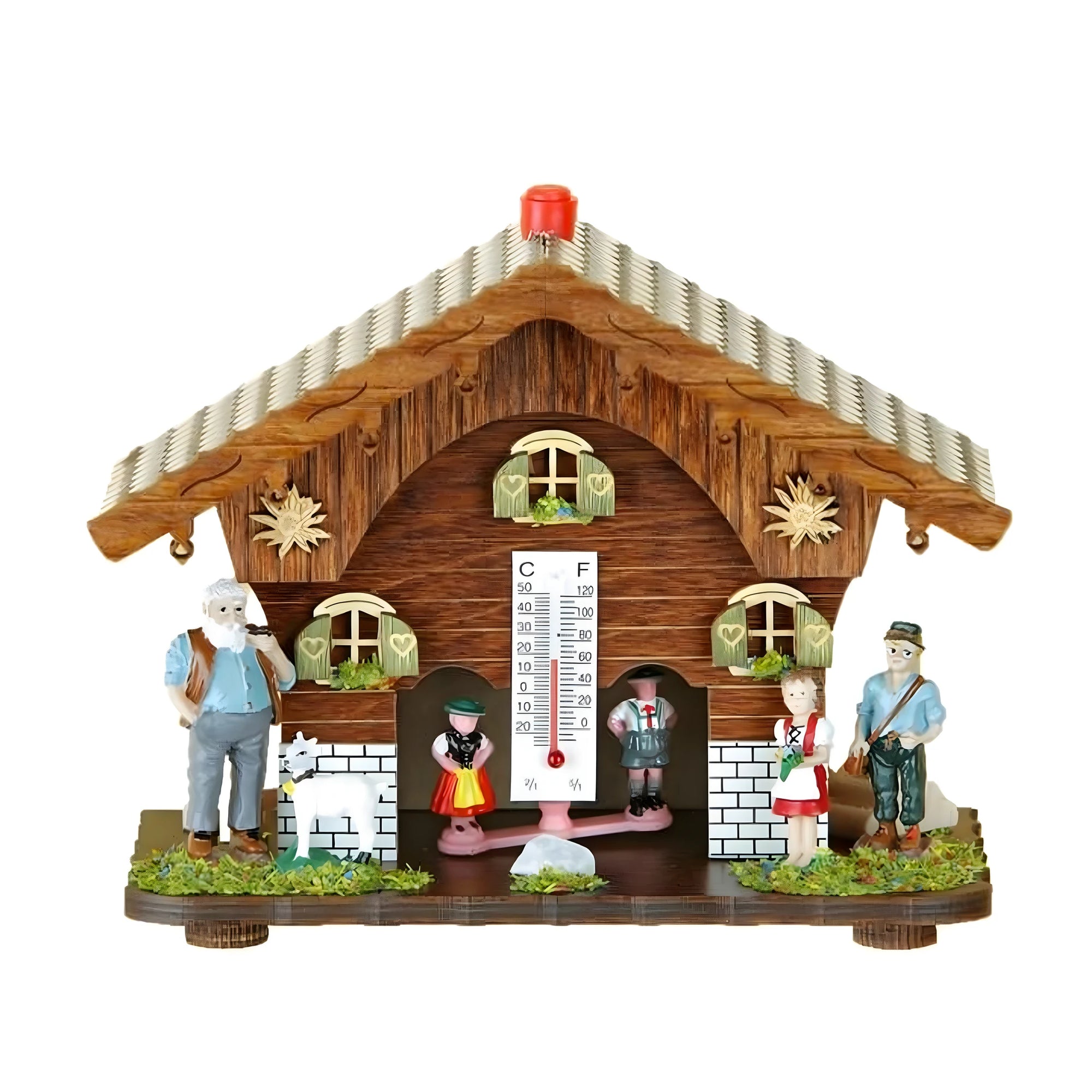 Casinha Marcador de Tempo Alpina Modelo Heidi | Escultura em Madeira da Val Gardena