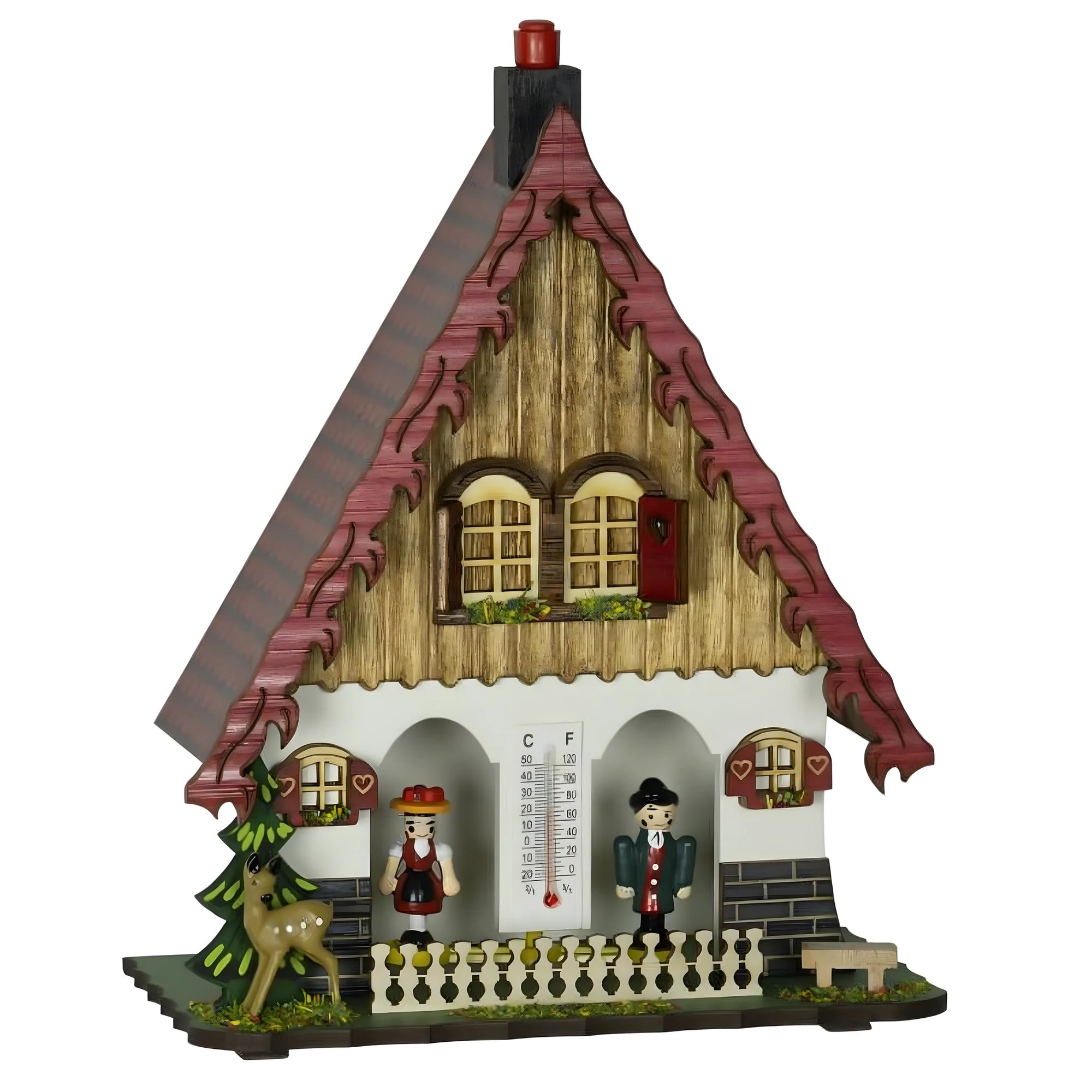 Casa do Tempo Alpina em Madeira de Bordo Pintada à Mão