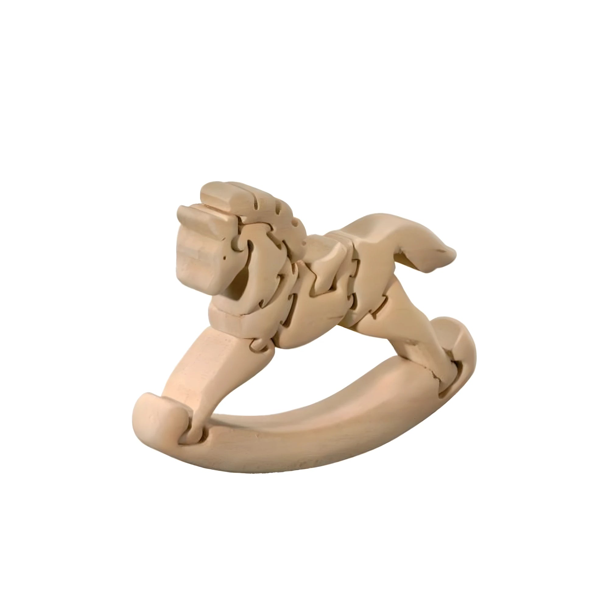 3D Rocking Horse in Natural Maple Wood | Handcrafted Sculpture Puzzle