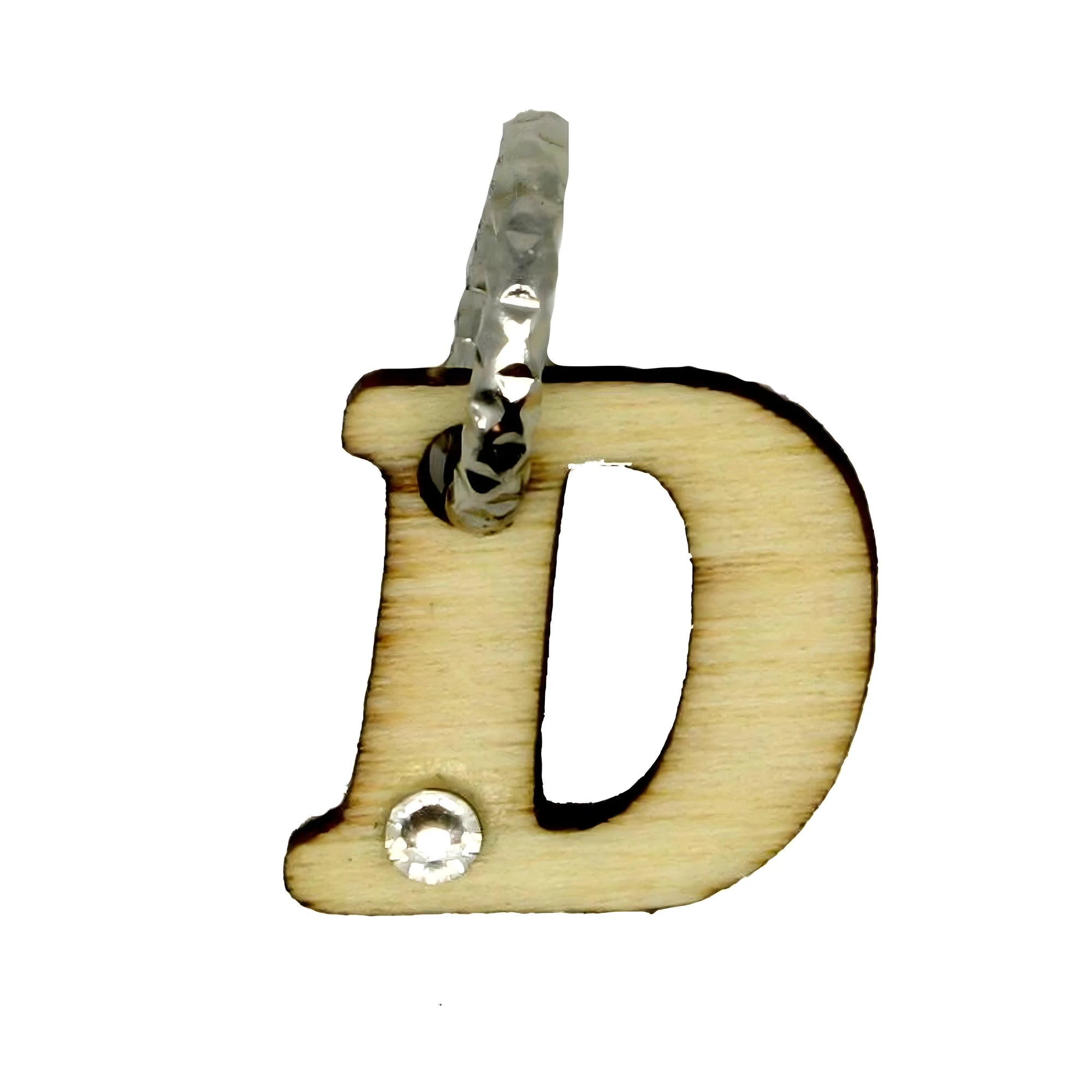 Charm Lettera D in Legno d'Acero Val Gardena e Cristallo set 6 pezzi