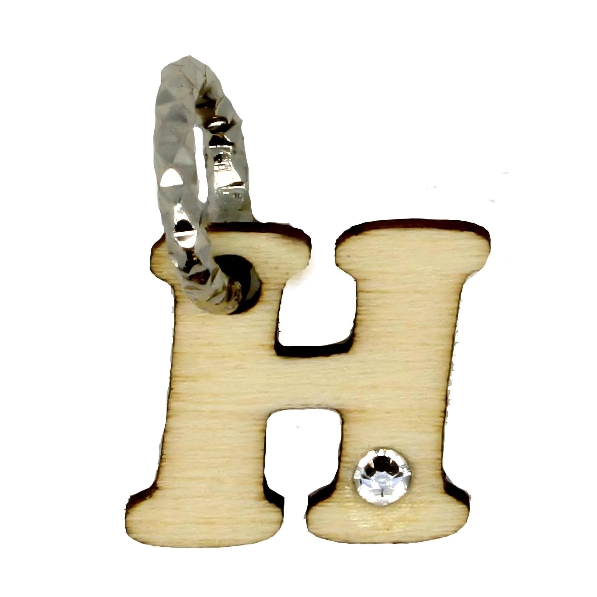 Charm Personalizzato Lettera H in Legno della Val Gardena con Cristallo set 6 pezzi