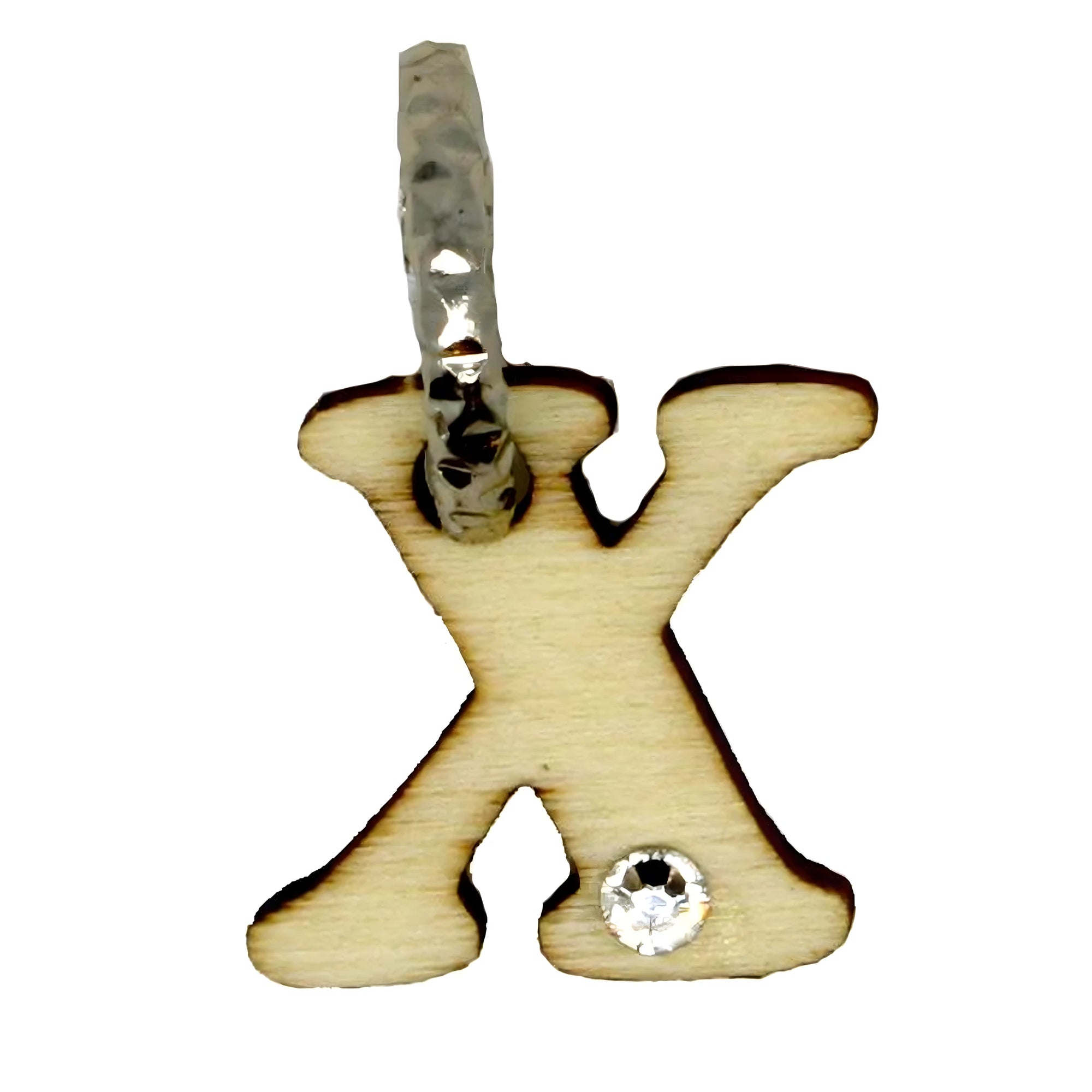 Buchstabenanhänger "X" aus Ahorn-Holz aus Gröden mit Strasssteinen, 6er Pack