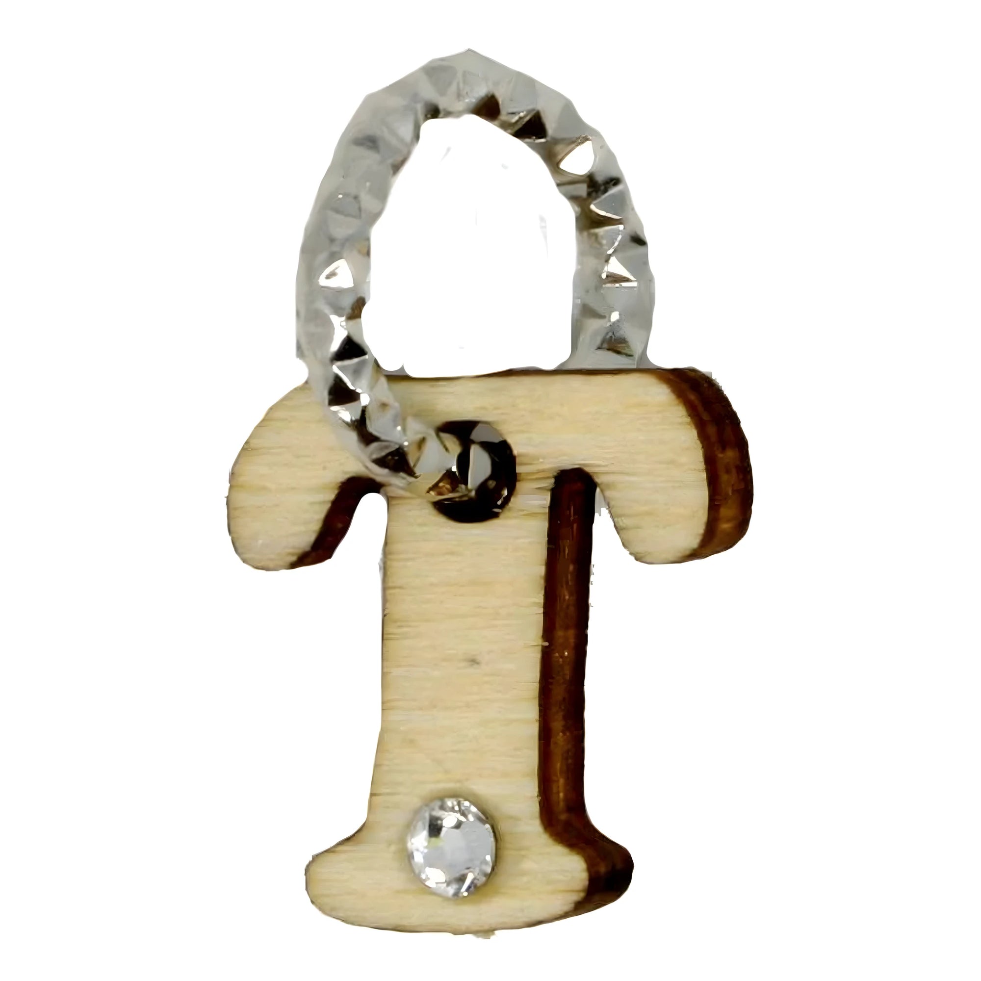 Pendentif breloque Ankh "Clé de Vie" en Bois, Argent et Cristal