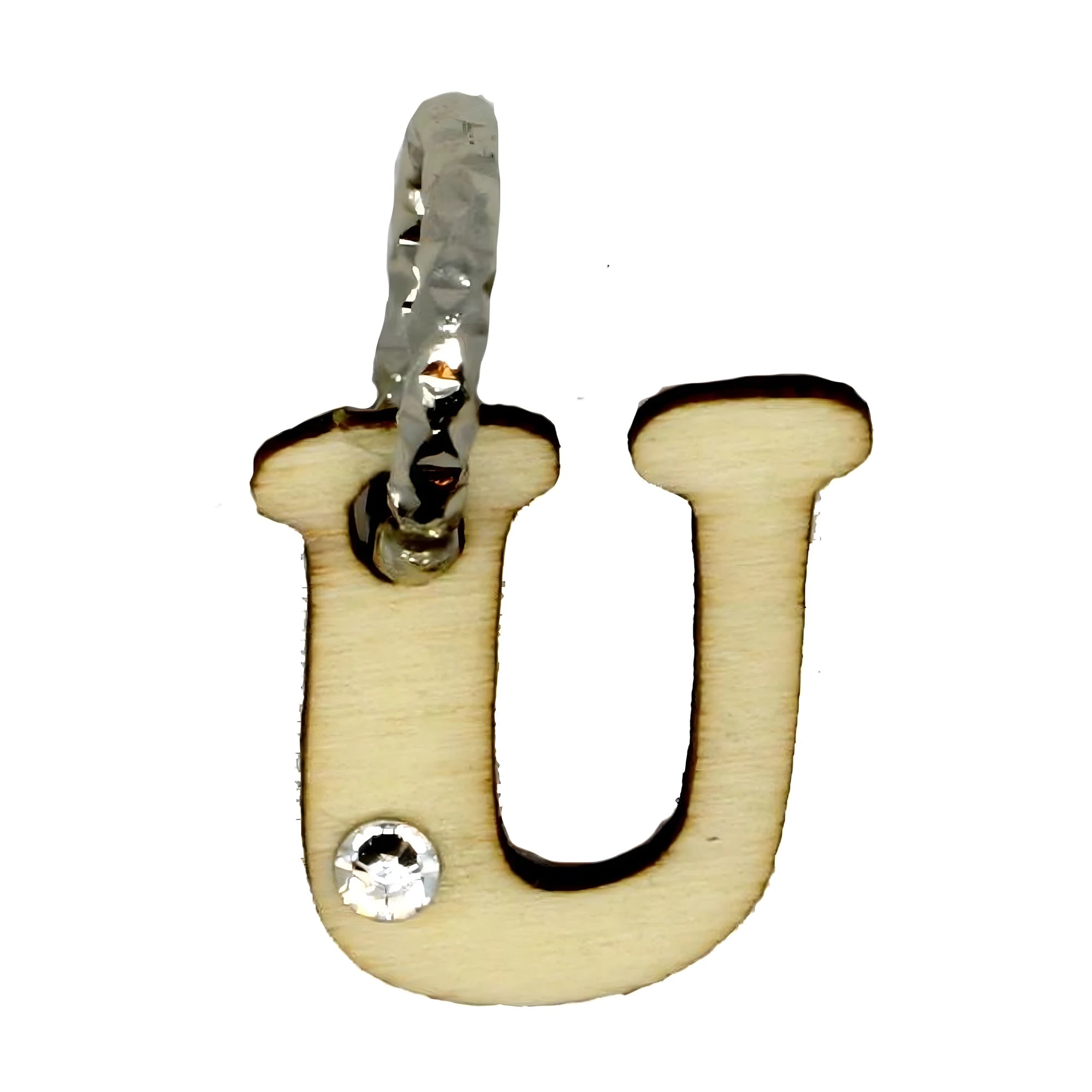 Ciondolo Charm Lettera U in Legno d'Acero della Val Gardena set 6 pezzi