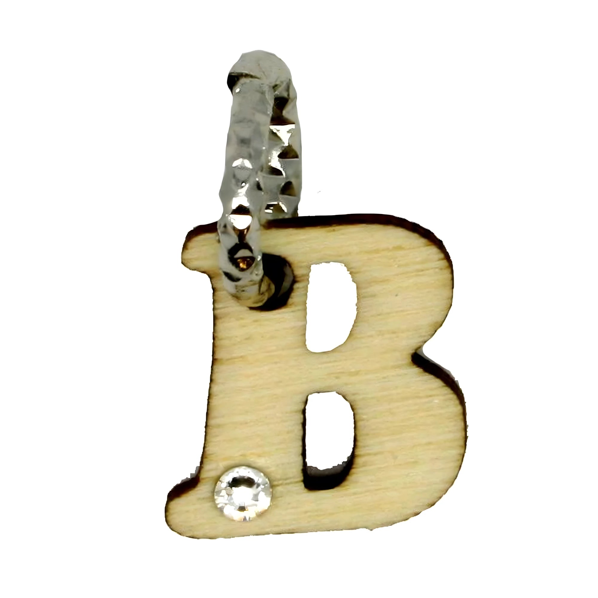 Colgante Letra B de Madera de Val Gardena con Incrustación de Cristal set 6 piezas