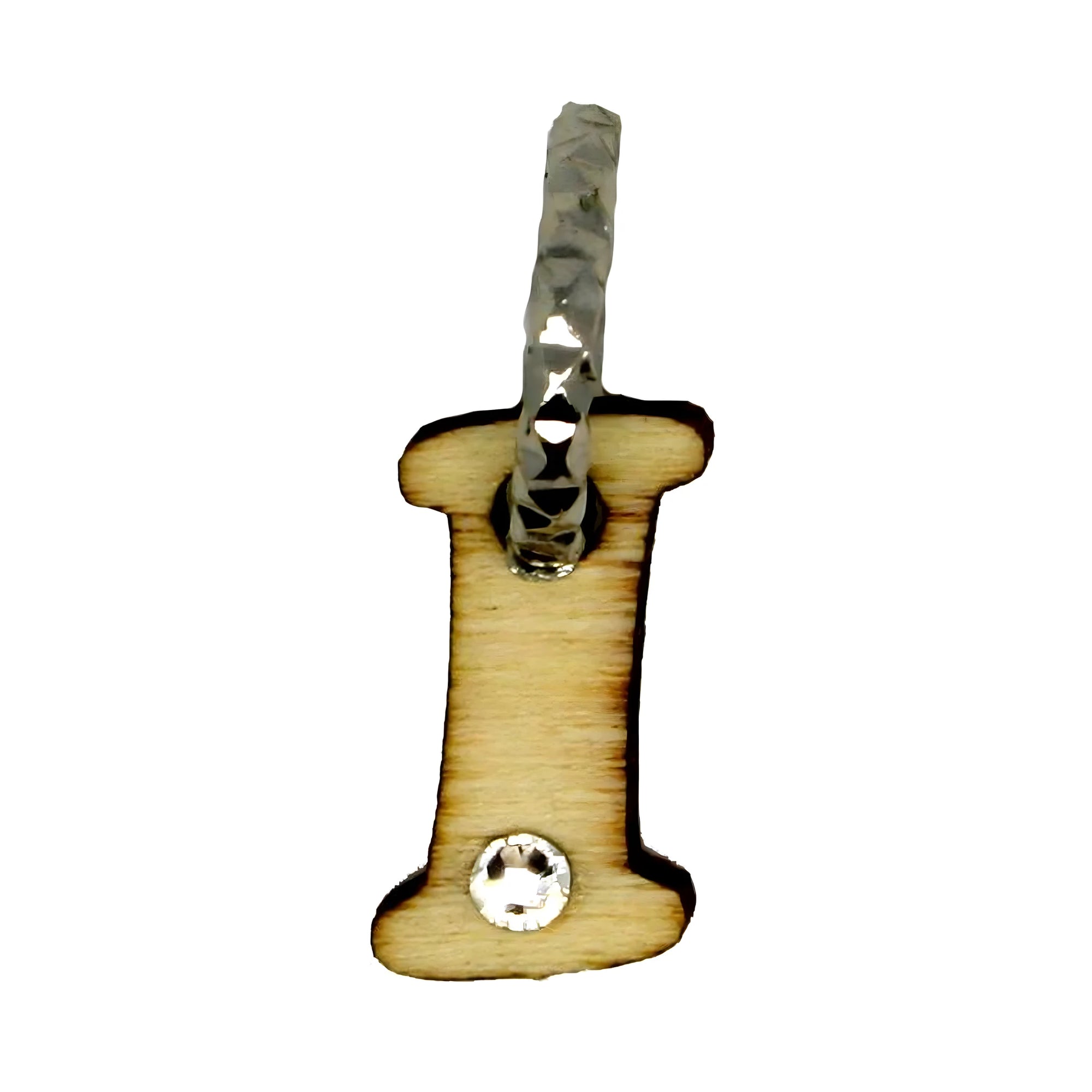 Pendentif Lettre I en Bois d'Érable – Initiales Scintillantes Val Gardena lot de 6 pièces
