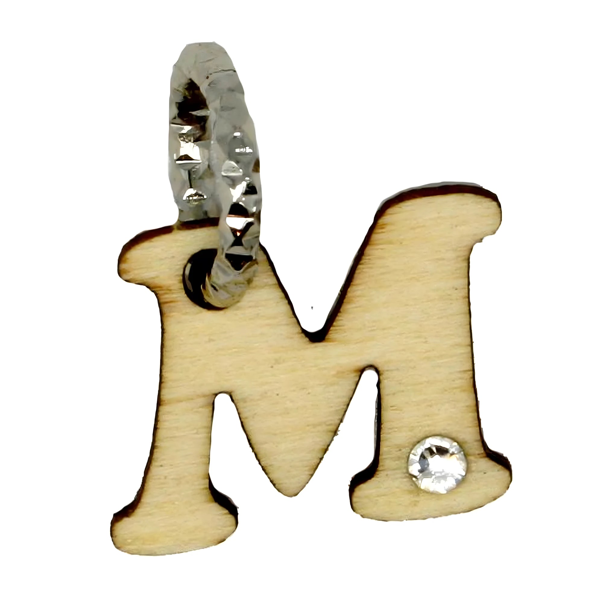 Pendentif Lettre M en Bois Naturel Artisanat Val Gardena lot de 6 pièces