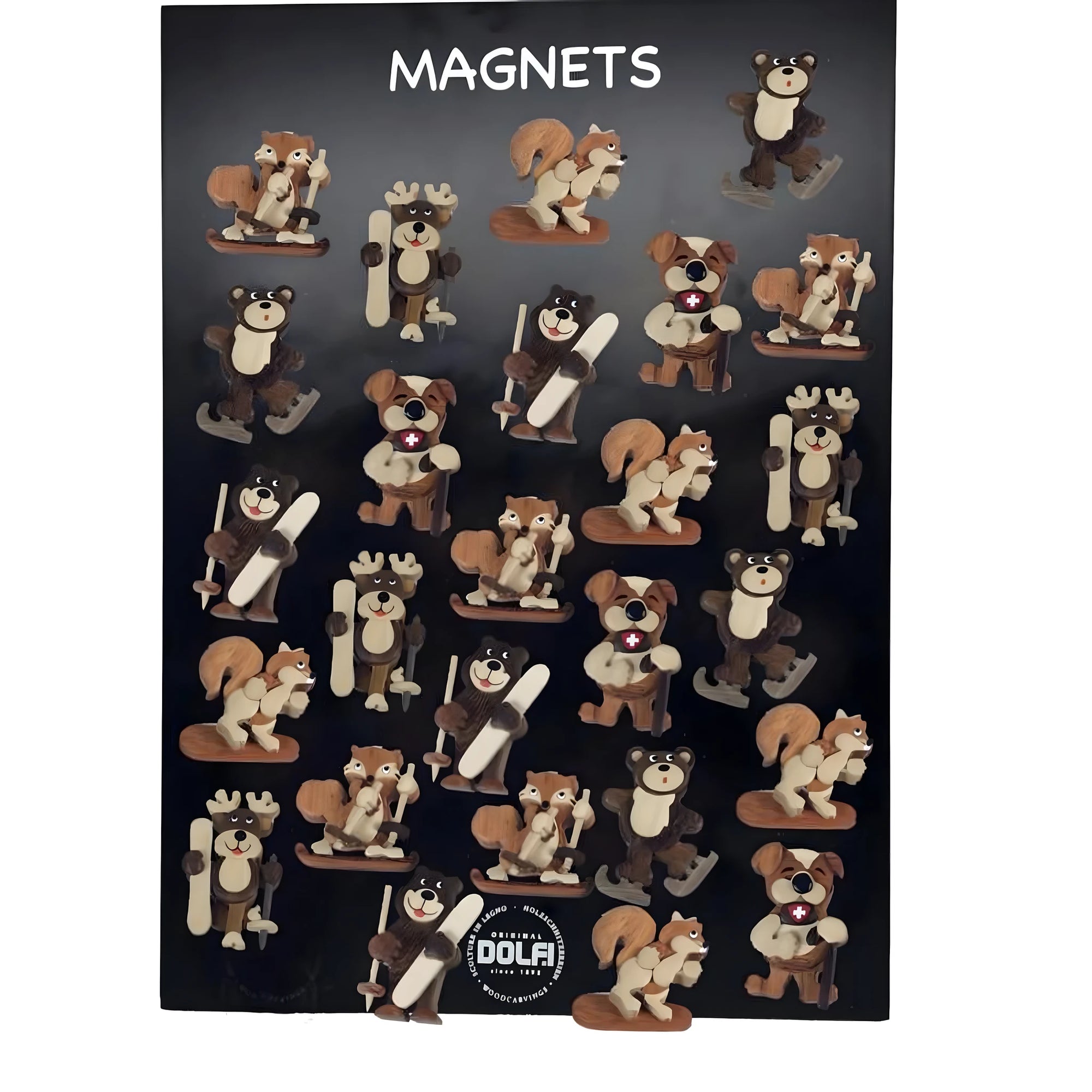 Colección Animales del Bosque de Madera de Arce | Imanes Artesanales Val Gardena