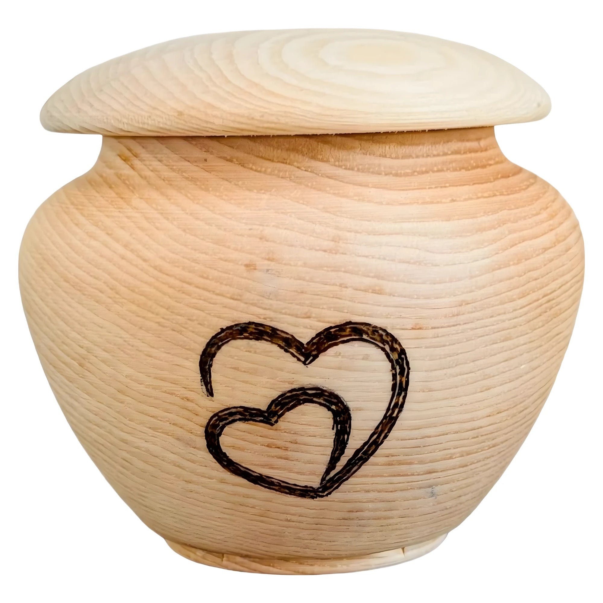 Boîte Ronde Artisanale avec Cœurs Gravés – Bois du Val Gardena