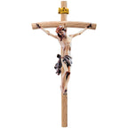 Body of Christ on Curved Cross Handcrafted Val Gardena Wood