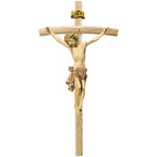 Body of Christ on Curved Cross Handcrafted Val Gardena Wood