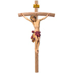 Body of Christ on Curved Cross Handcrafted Val Gardena Wood