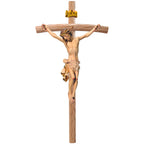 Body of Christ on Curved Cross Handcrafted Val Gardena Wood