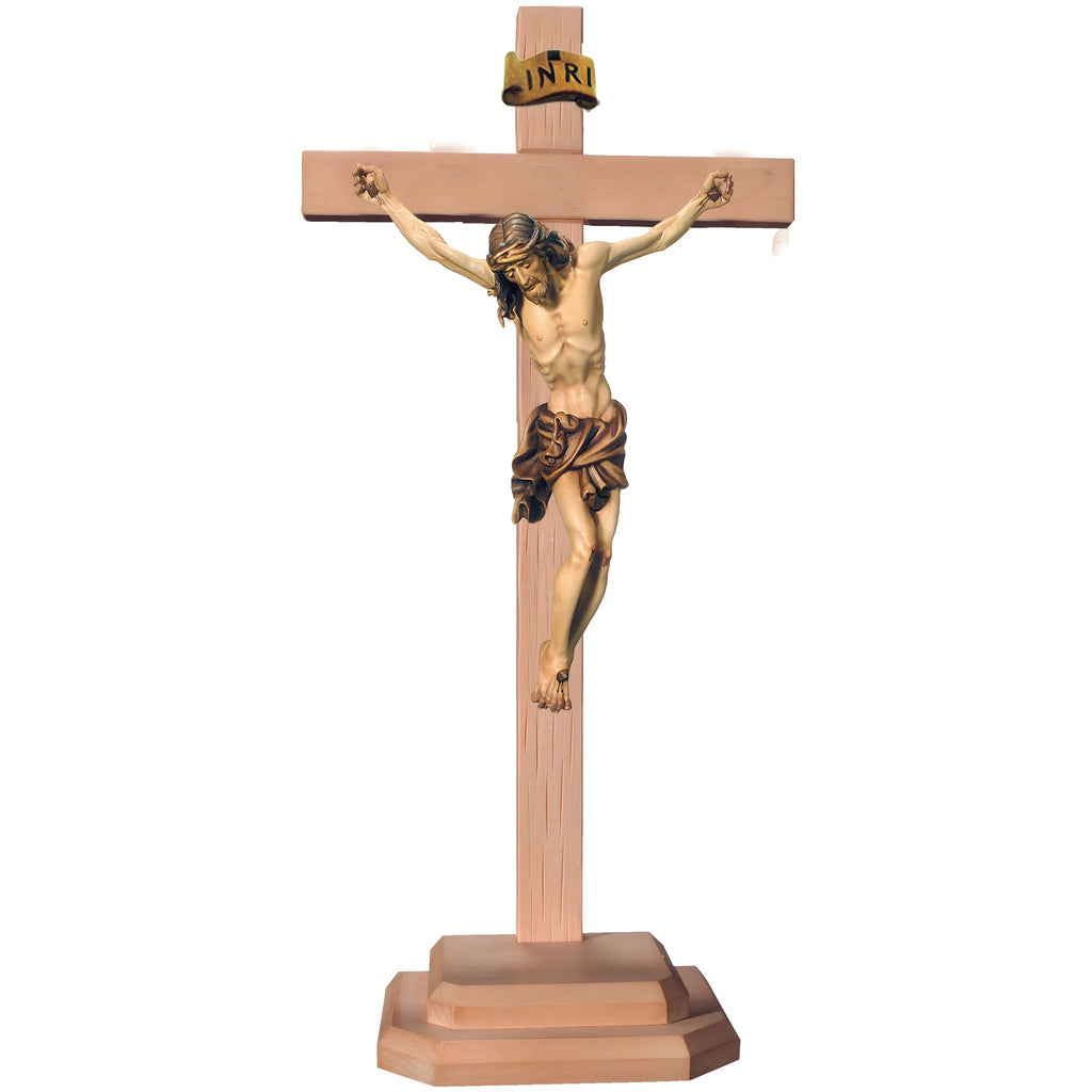 Corpus Christi with Cross and Wooden Base, Handcrafted in Val Gardena
