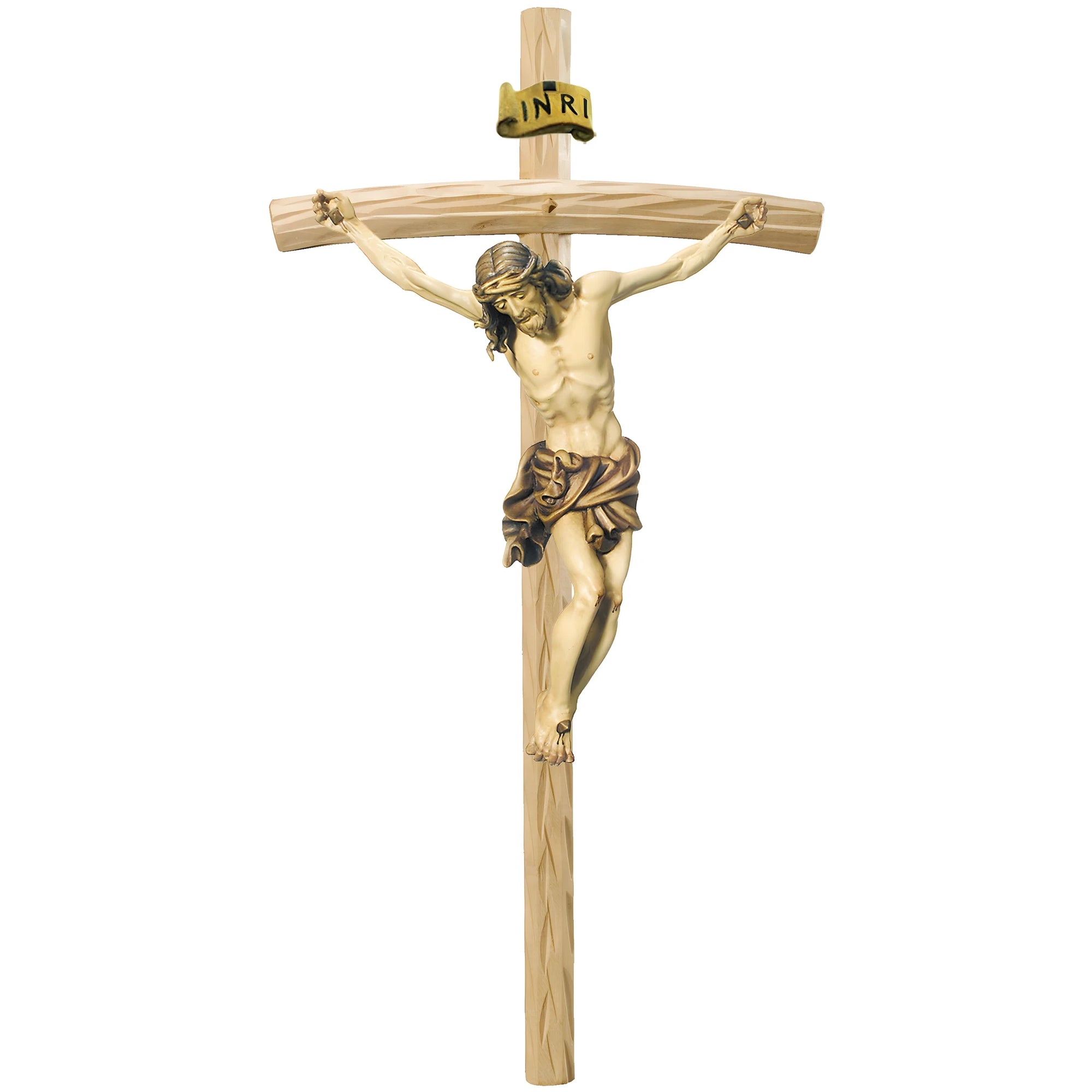 Hand-Carved Baroque Crucified Christ in Val Gardena Wood