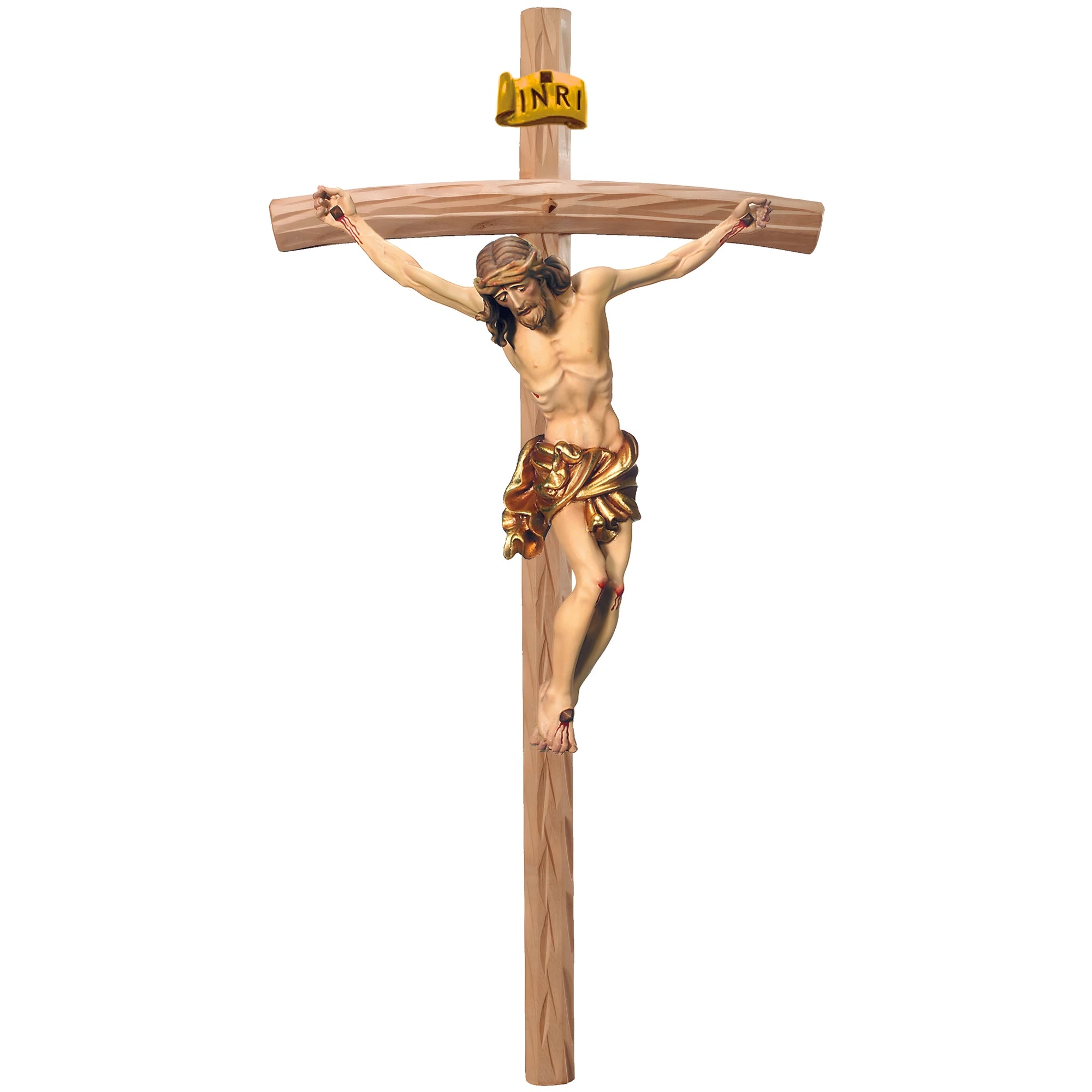 Hand-Carved Baroque Crucified Christ in Val Gardena Wood