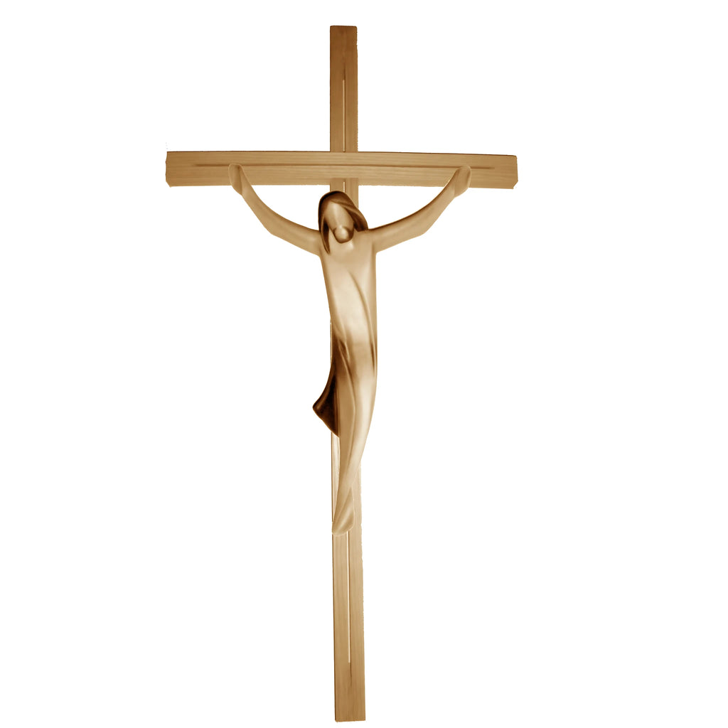 Stylized Christ on Maple and Linden Wood Cross Val Gardena