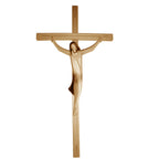 Stylized Christ on Maple and Linden Wood Cross Val Gardena