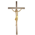 Stylized Christ on Maple and Linden Wood Cross Val Gardena