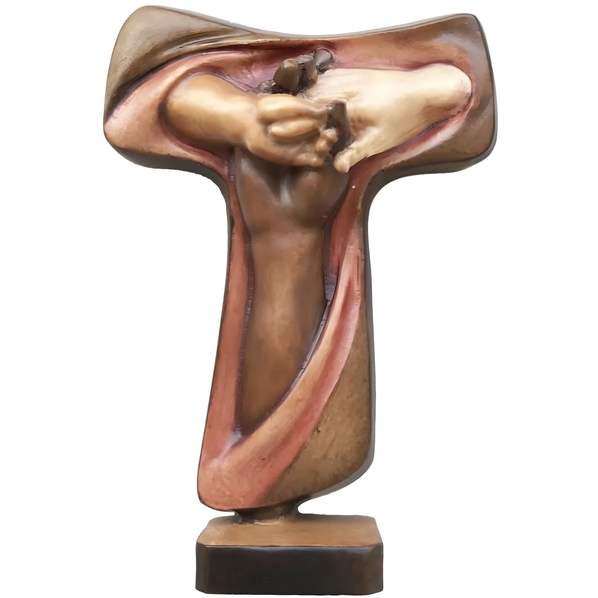 Croce Tau della Pace in Legno della Val Gardena, Scultura Artigianale d'Unità