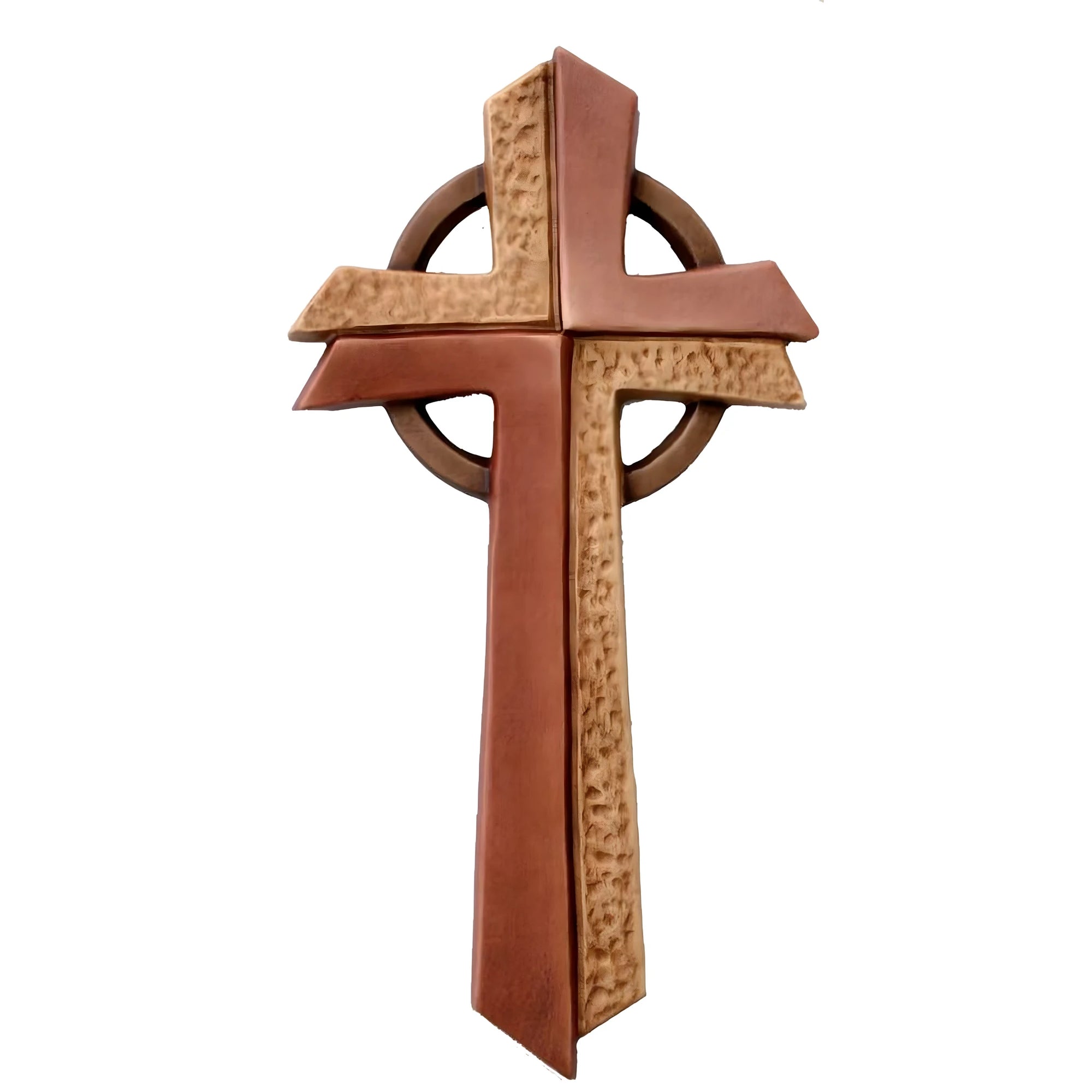 Cruz de Madera de Arce y Olivo con Círculo, Escultura Artística Val Gardena