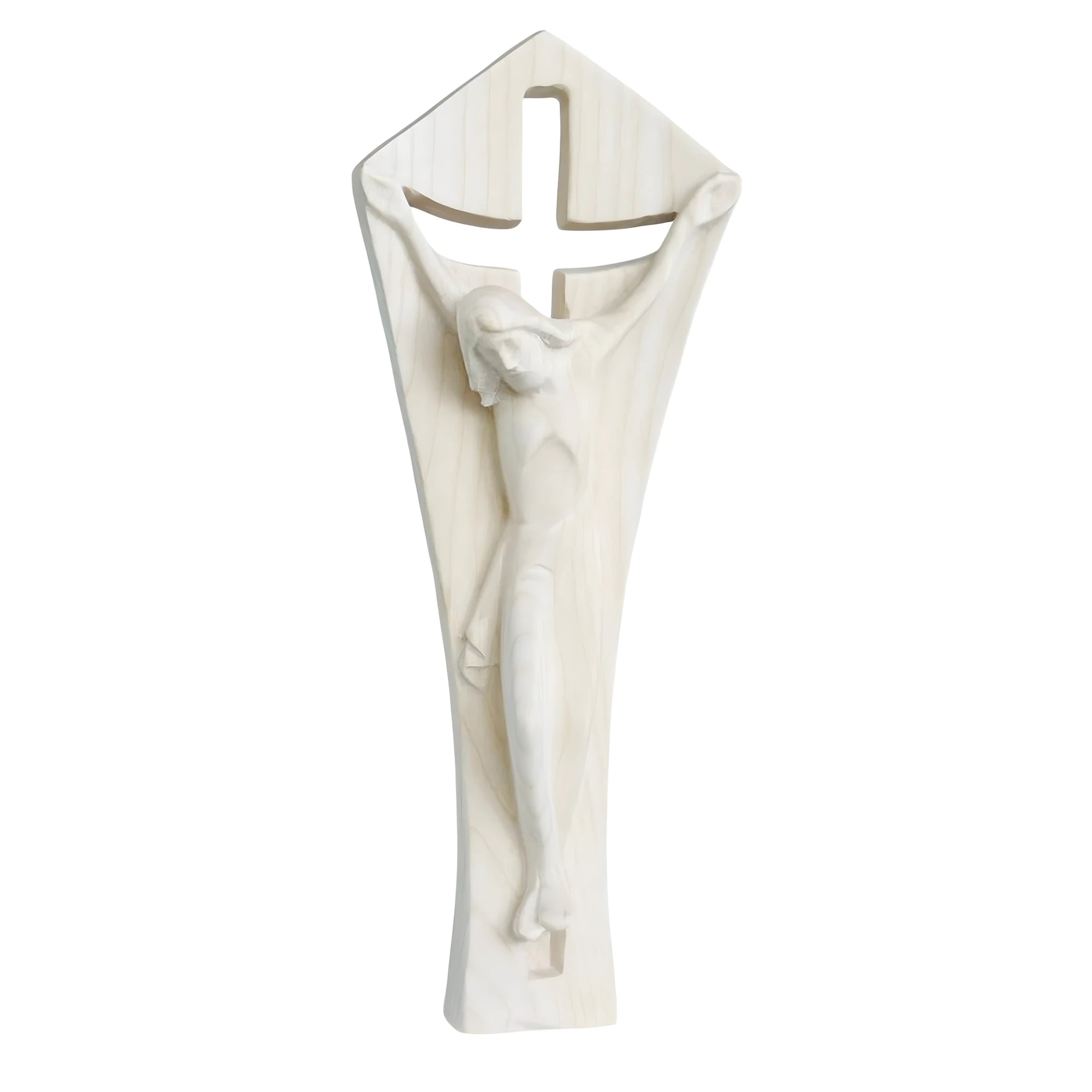 Crocifisso Moderno Stilizzato in Legno Naturale della Val Gardena