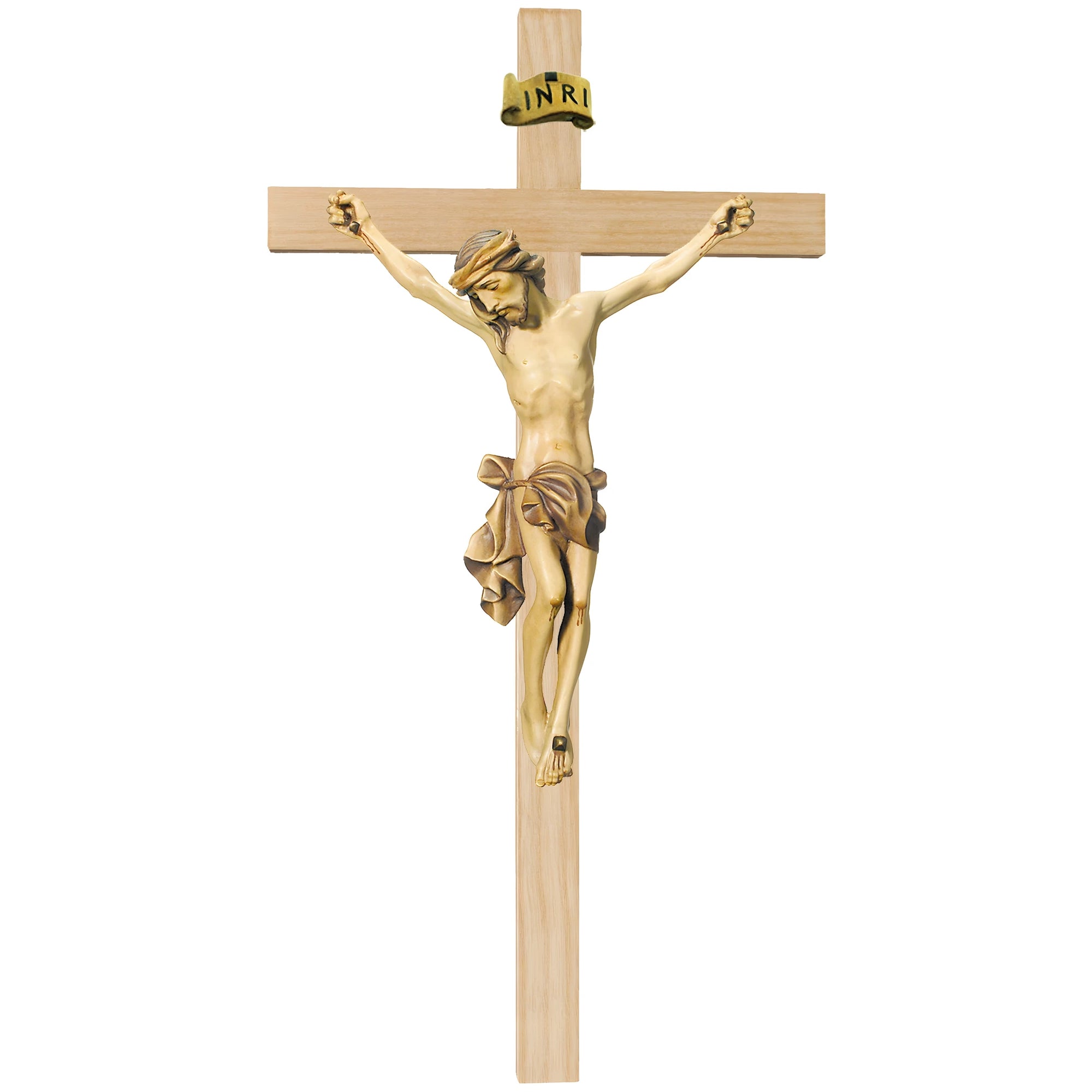 Crucifix Body of Christ on Straight Cross - Blue cloth